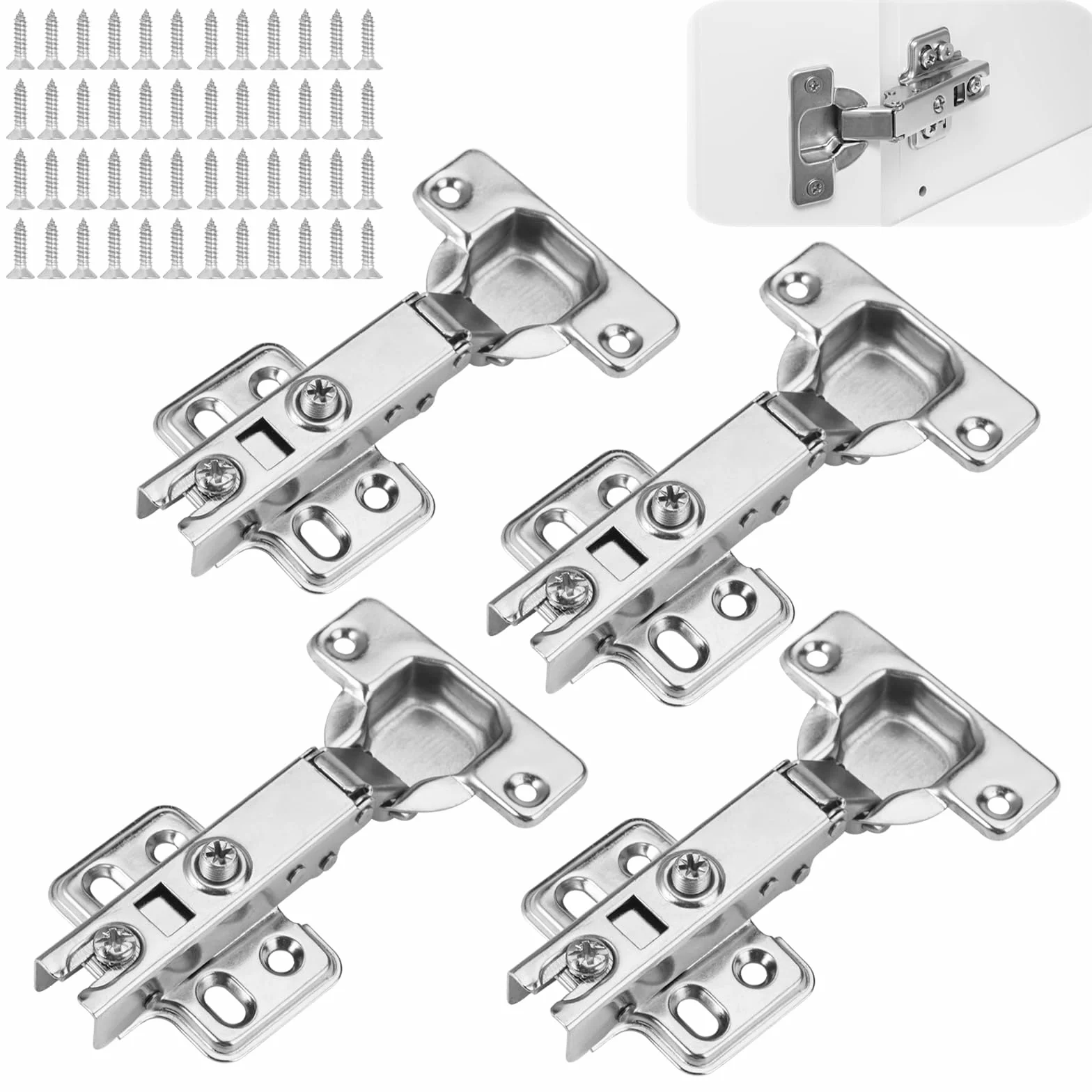 4 Piezas Bisagras Cazoleta, 35mm Bisagras para Muebles de Cocina con ángulo de Apertura 95°-100°, Bisagras Puertas de Cocina con Muelles Hidráulicos para Puertas de Armario, Zapateros, etc.