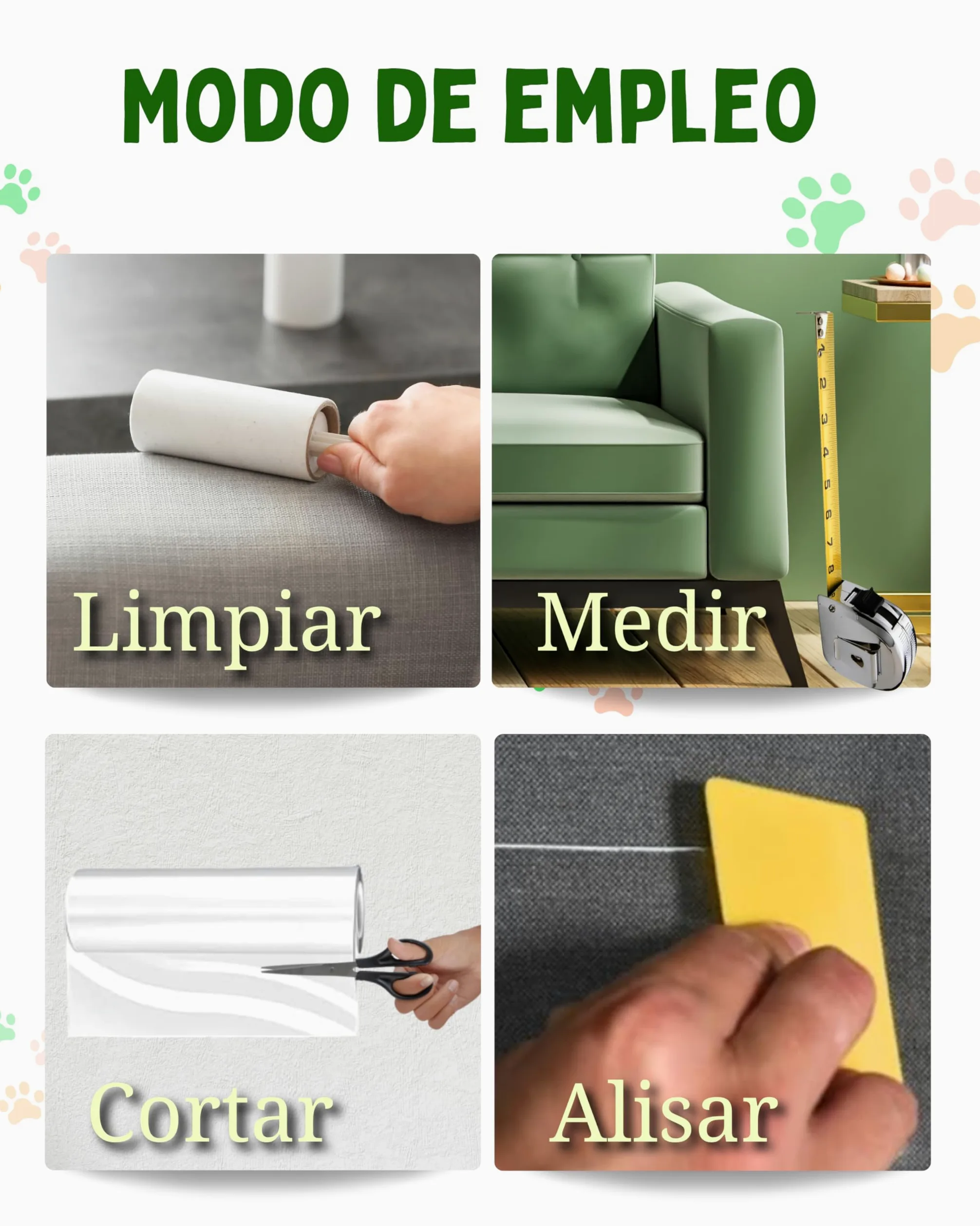 Protector Sofa Gatos Arañazos 40cm x 5m - Plastico Adhesivo Antiarañazos para Sofa y Puertas, Protector Transparente para Gatos y Perros, Fácil de Instalar