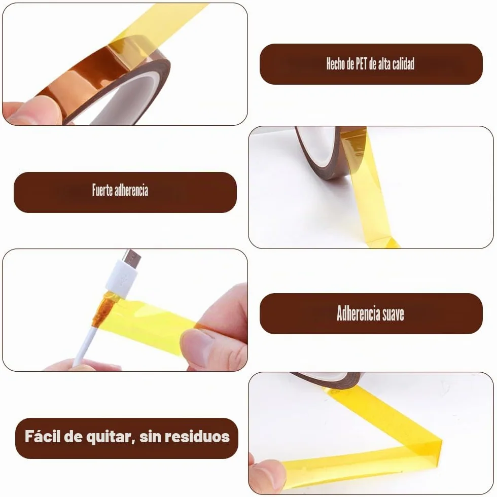4 Rollos Cinta Termica Sublimacion,12mm x 33m Cinta Adhesiva de Poliimida,3D Cinta de Transferencia Térmica,Cinta Resistentes alta Temperatura al Calor,Para Enmascarar,Soldar,Sublimación (Marrón)