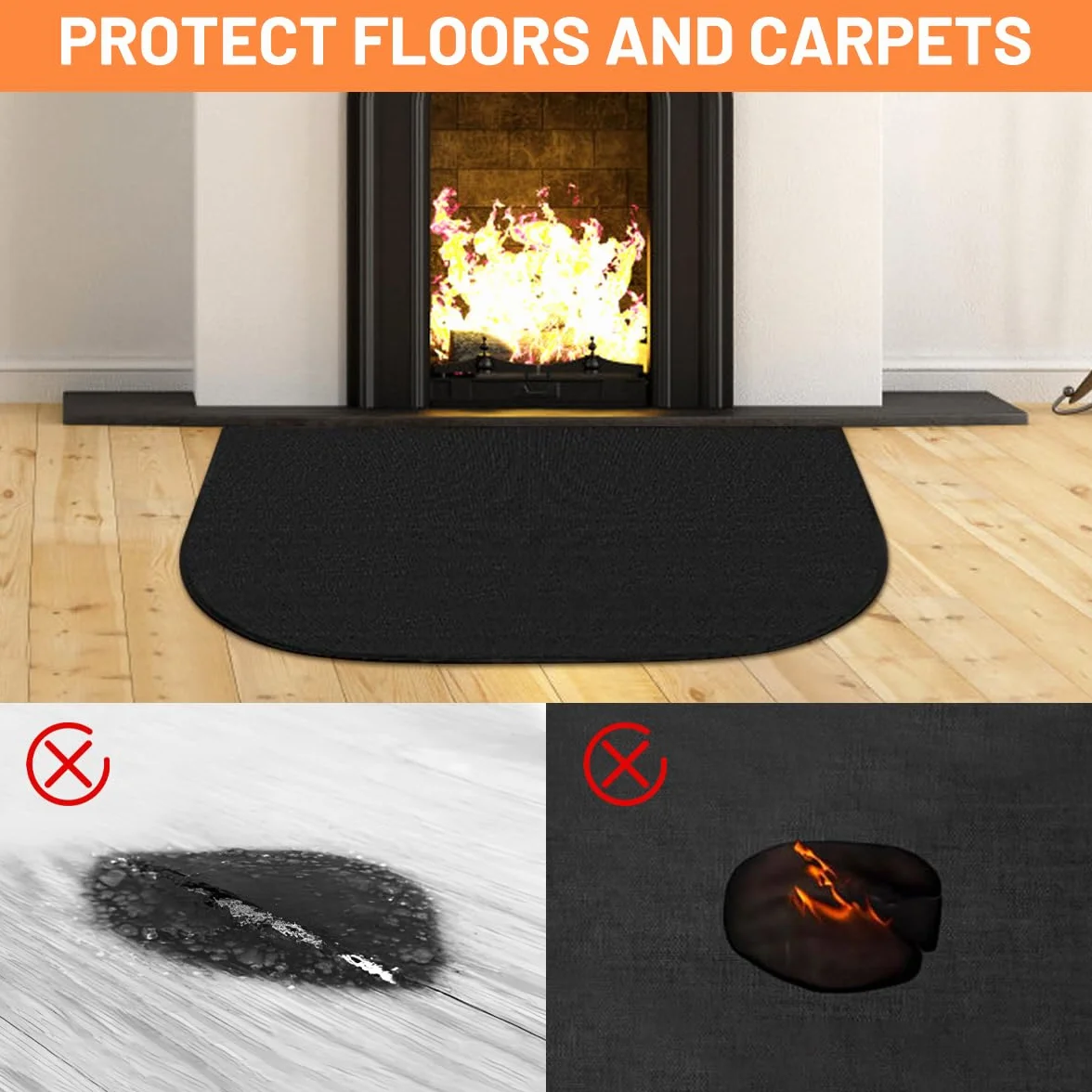 Placa Protectora ignífuga para Estufa de leña, Alfombras Ignifuga para Chimenea, Resistentes Al Fuego, Alfombra Barbacoa, Alfombra Ignifuga, Protege Suelos O Alfombras De Quemaduras