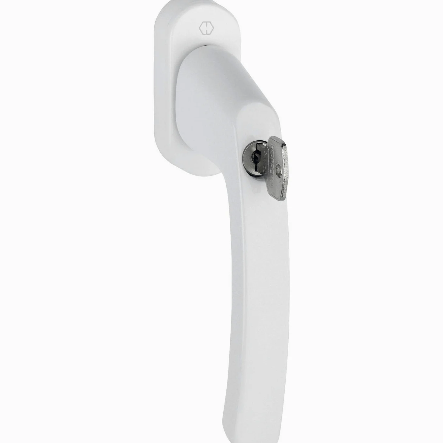Hoppe 11714585 Liège - Manilla para ventana con cilindro de bloqueo (7 x 37 cm), color blanco