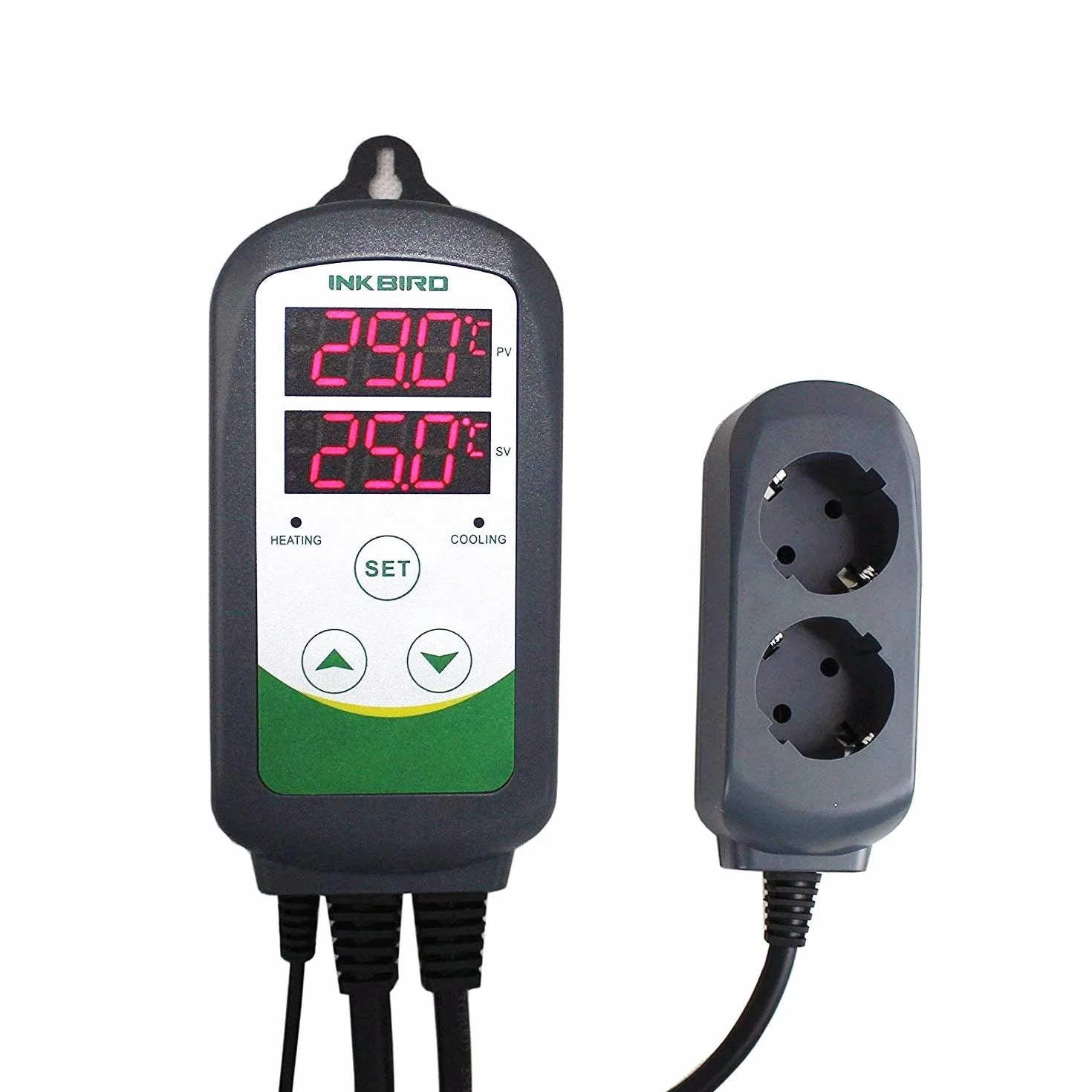 Inkbird ITC-308 Termostato con Sonda Digital,Doble Rele 220v Controlador de Temperatura Refrigeración y Calefaccion Regulador para Calentador Acuario y Peceras,Terrario Incubadoras Reptiles
