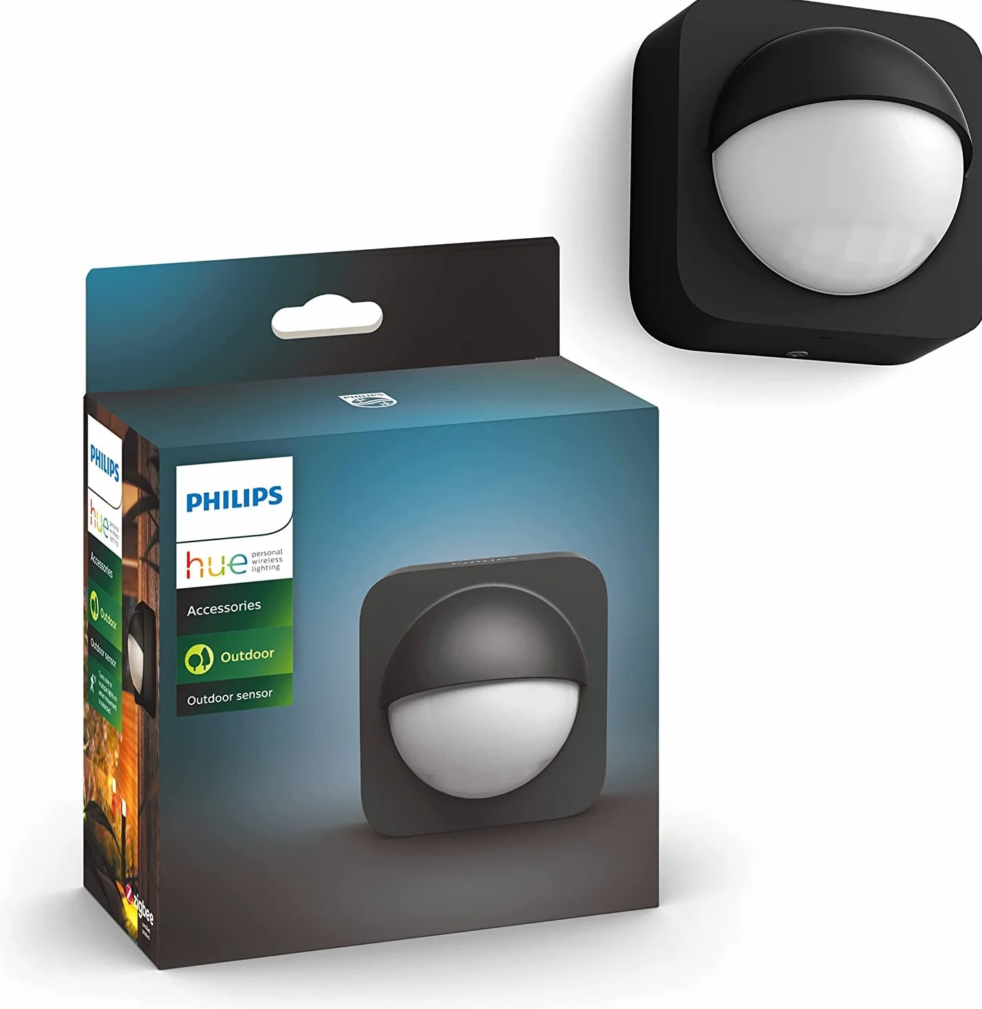 Philips Hue Sensor de Movimiento Exterior, Accesorio Inteligente Compatible con Alexa y Google Home, Negro