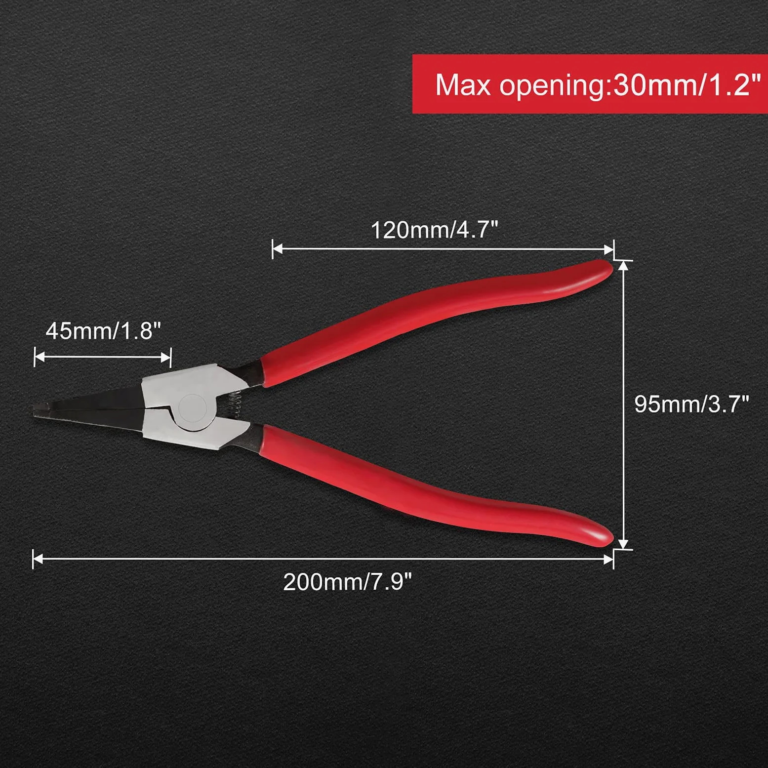 LEONTOOL, Alicates especiales de clip circular de 20 cm, de apertura de arandela de punta de ángulo inverso para cajas de transferencia y transmisión
