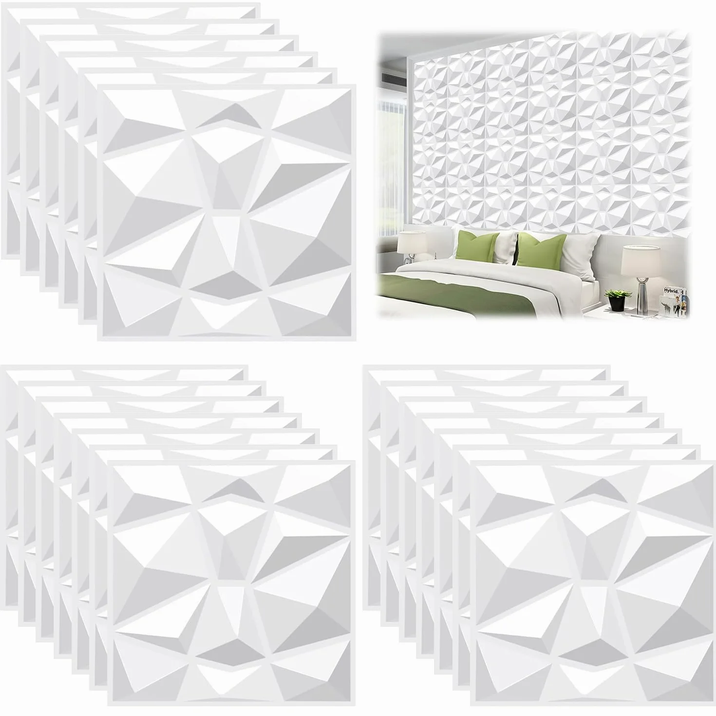 20 Piezas Papel Pintado Autoadhesivo Pared 30 × 30 cm, Vinilos de Pared Decorativos, Revestimiento de Paredes PVC, Ladrillos 3D Adhesivo Pared, Adesivos Papel de Paredes Decoración (Blanco)