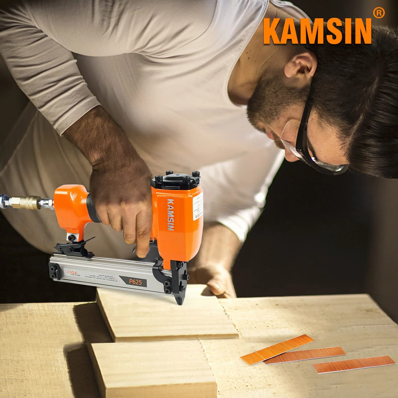 KIMSING Mikro-Stiftnägel aus Edelstahl, 23 Gauge, 9.000 Stück/Box, 30 mm kopflose Stifte, passend für pneumatische Stiftnagler und Druckluft-Pinner für Möbel