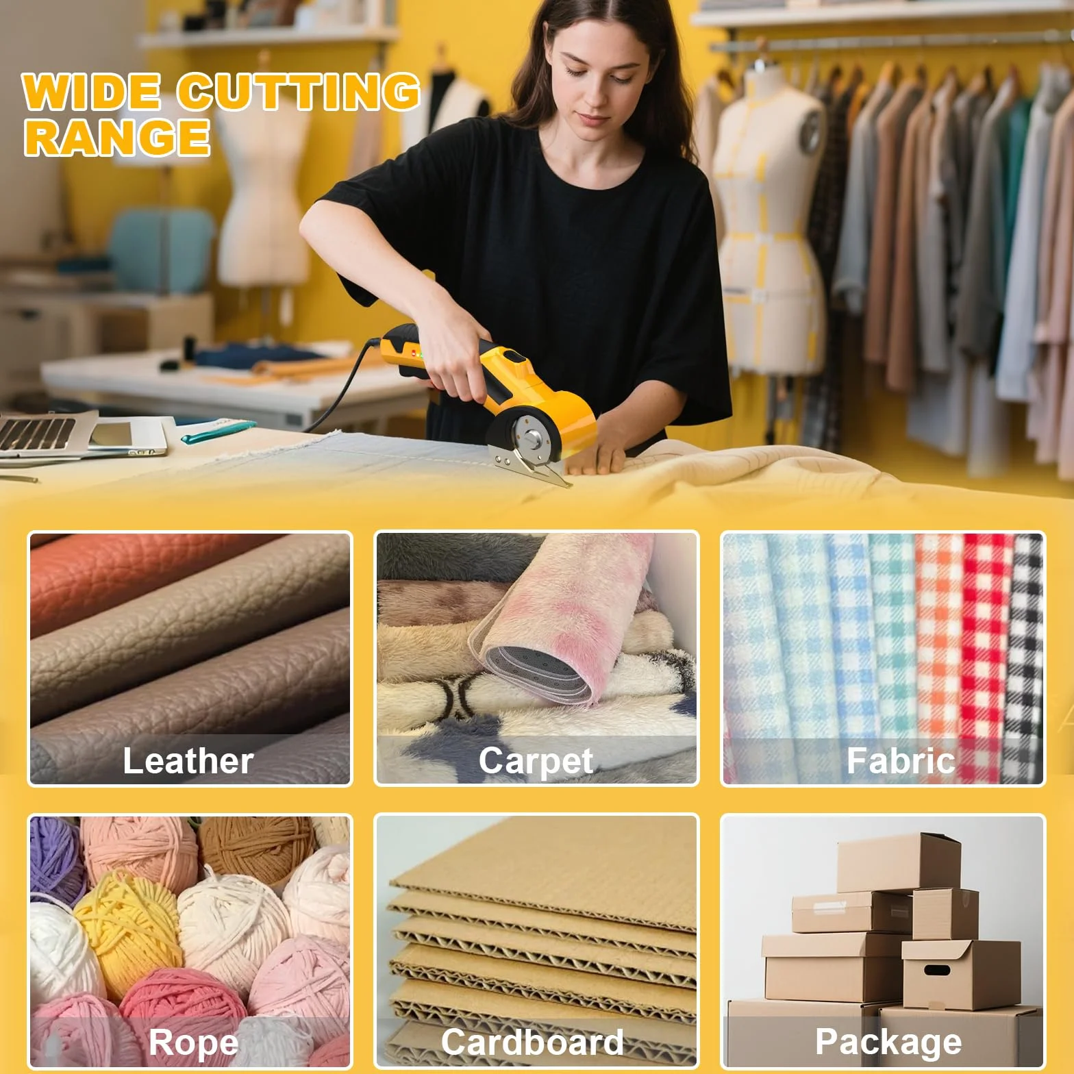 Tijeras eléctricas, cortador de cartón con batería, cortador de cartón eléctrico con 2 cuchillas de afilado, tijeras universales con batería para papel, cartón, alfombra, fieltro, plástico