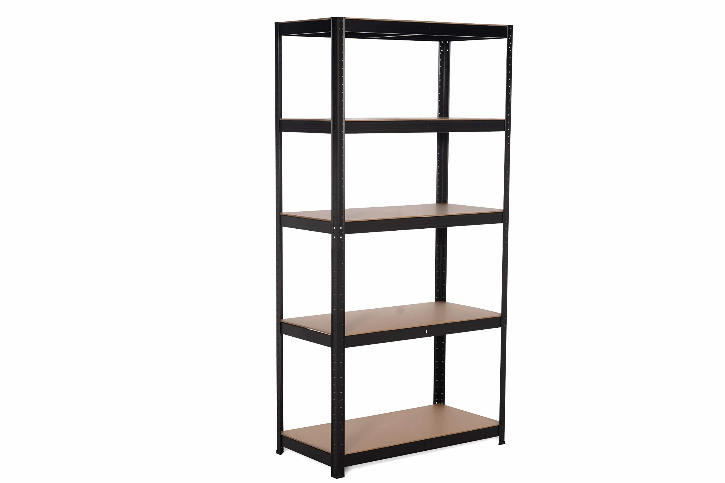 KITHOME - Estantería Metálica Almacenaje de Acero en Negro y 5 Baldas de MDF, 150x75x30cm