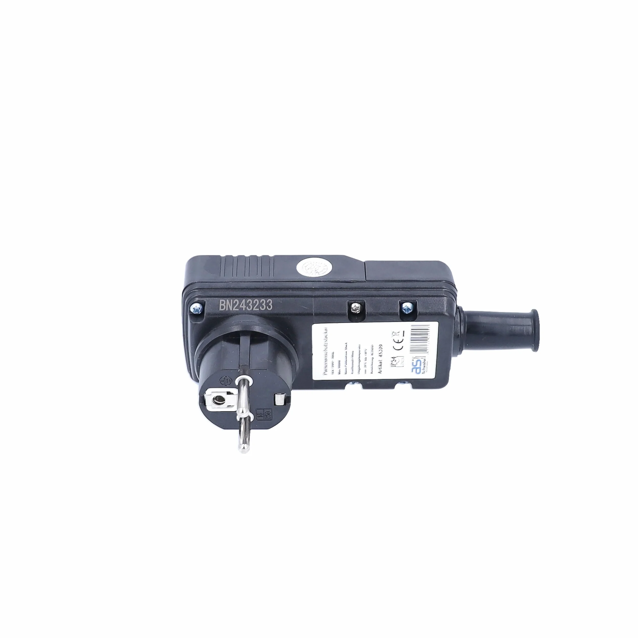 as - Schwabe interruptor diferencial 30 mA - protección personal - 230 V / 16 A / 3.500 W - desconexión <30 ms - enchufe PRCD - protección laboral fiable - apto para uso en exteriores (IP44), 45209