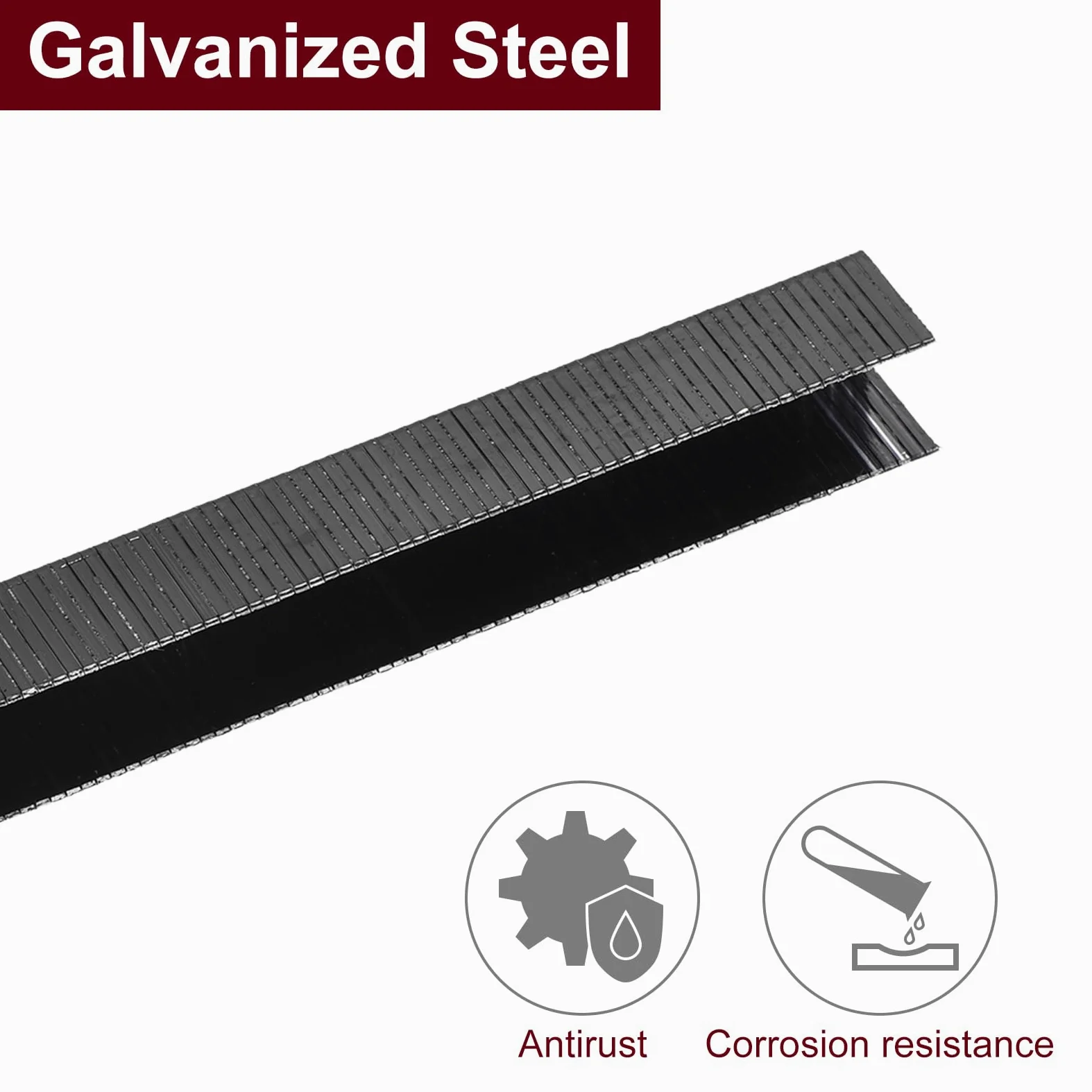 QUARKZMAN Grapas De Tiara Estrecha Calibre 20 7/16"x1/2", 5000Pcs Acero Galvanizado Para Grapadora Neumática Y Eléctrica, Negro