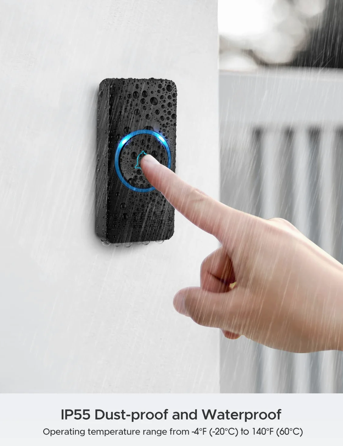 AVANTEK Timbre inalámbrico, D-3G, kit de timbre impermeable que funciona a más de 1300 pies con 52 melodías, 5 niveles de volumen y flash LED