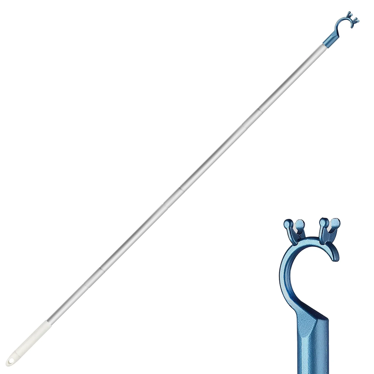 Barra para ventana de tejado para abrir con gancho de bastón, barra para abrir tragaluces, barra con gancho, abridor de ventanas, alargador con gancho para tirar (azul)