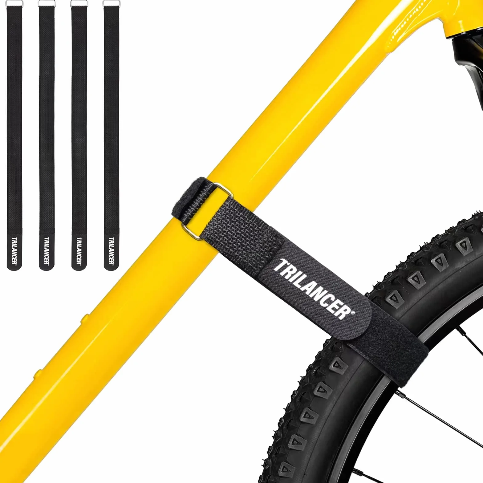 Trilancer Conjunto 4 Correas Sujeción Ajustables Bicicleta 65 cm x 3,8 cm Ganchos Presillas Soporte Auto Pared