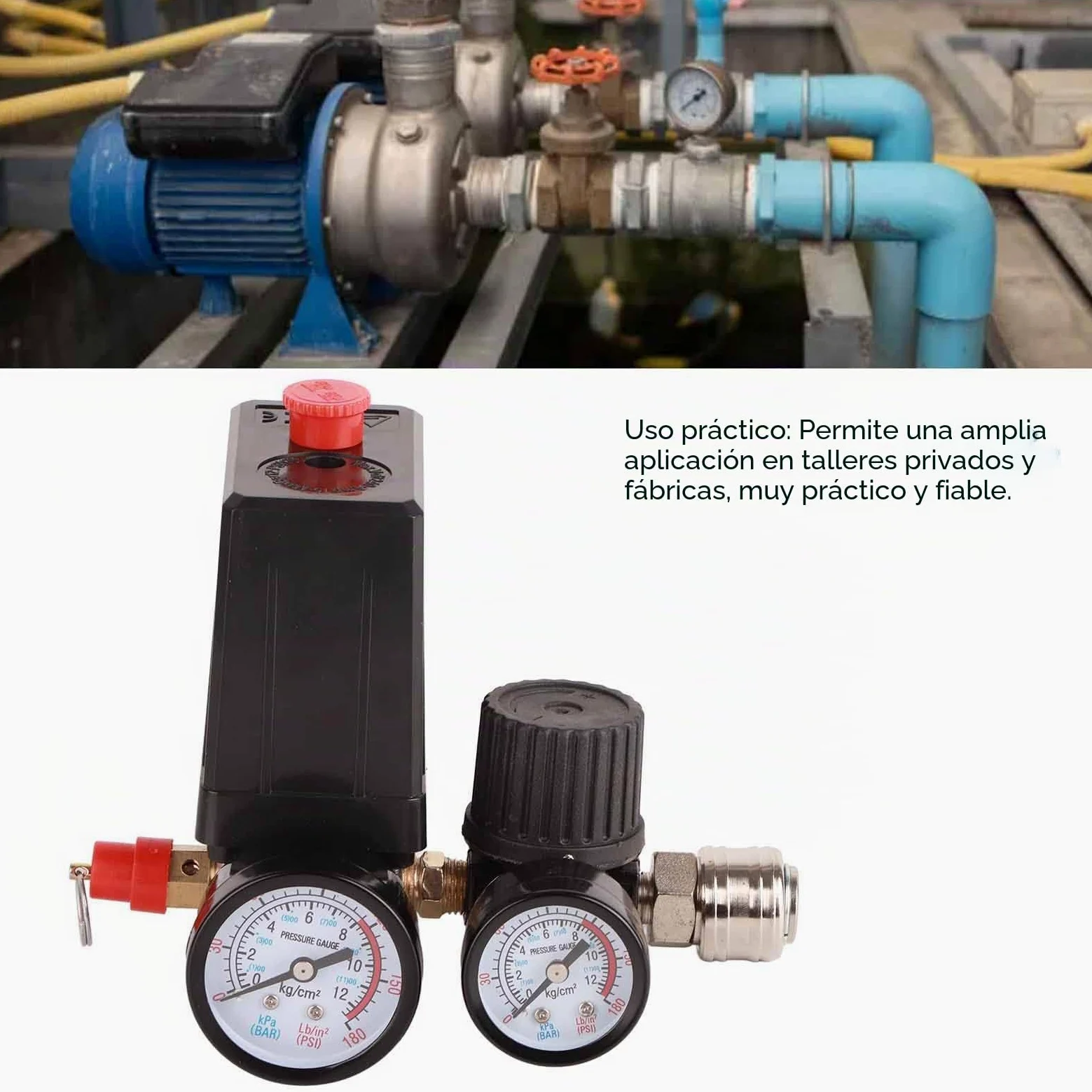 Compresor Interruptor de Presión 220V, Regulador de Presión del Compresor de Aire Repuestos Interruptor de la Válvula de Control del Compresor Regulador del Compresor de Aire con