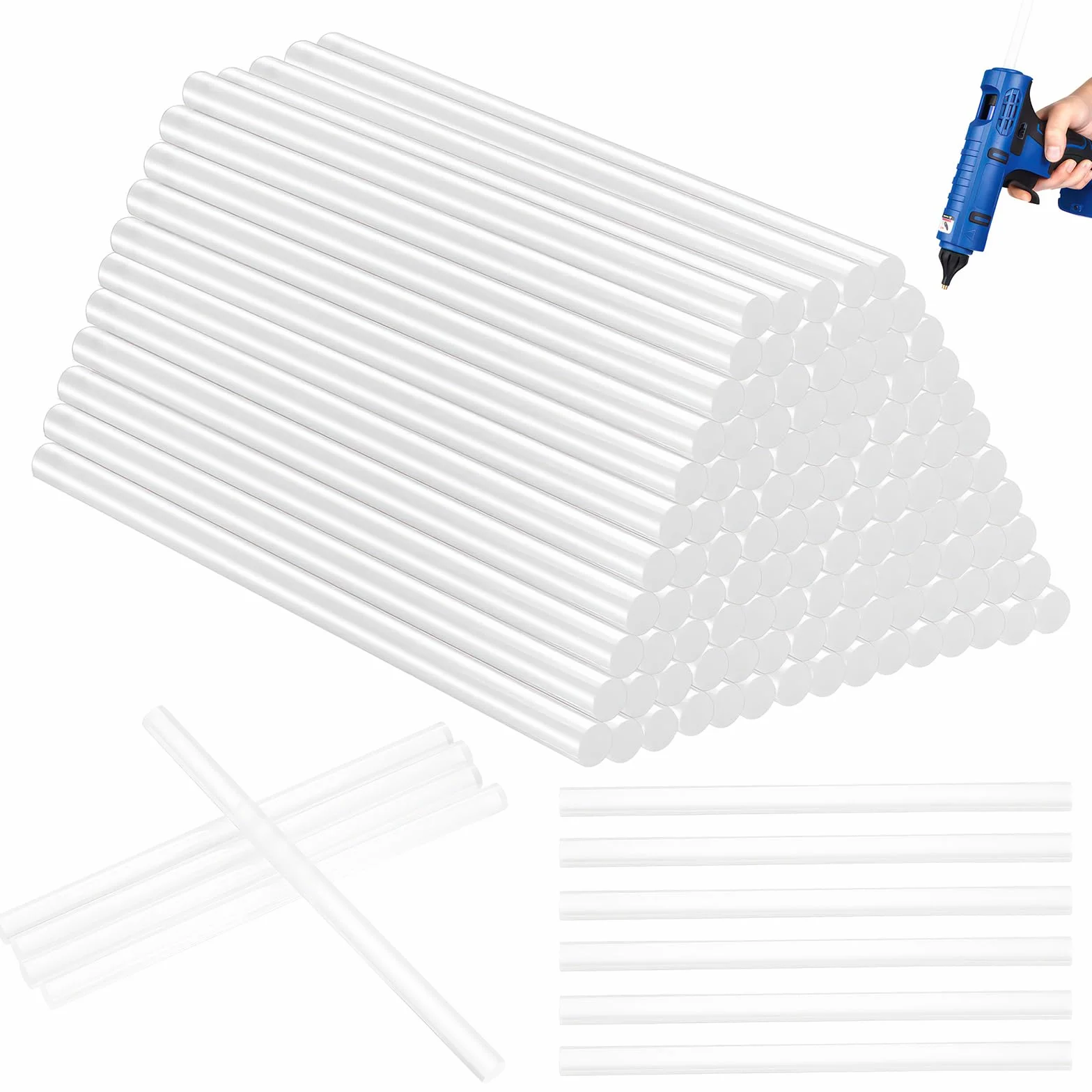 160 Piezas Barras de Pegamento Caliente, 7 mm x 120 mm Barras de Pegamento,Barras Silicona Transparente Universales para Pistola de Pegamento Caliente, Bricolaje, Artesanías