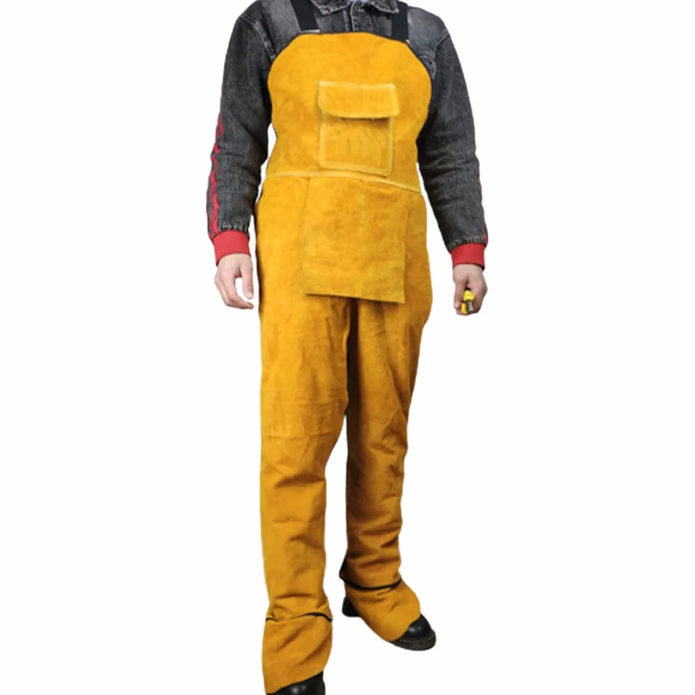 Yunobi Delantal de soldadura profesional – Delantal de soldadura de cuero con pierna dividida para hombre, protección de soldadores, carpintero, herrero, trabajador de jardín, britches, pantalones,