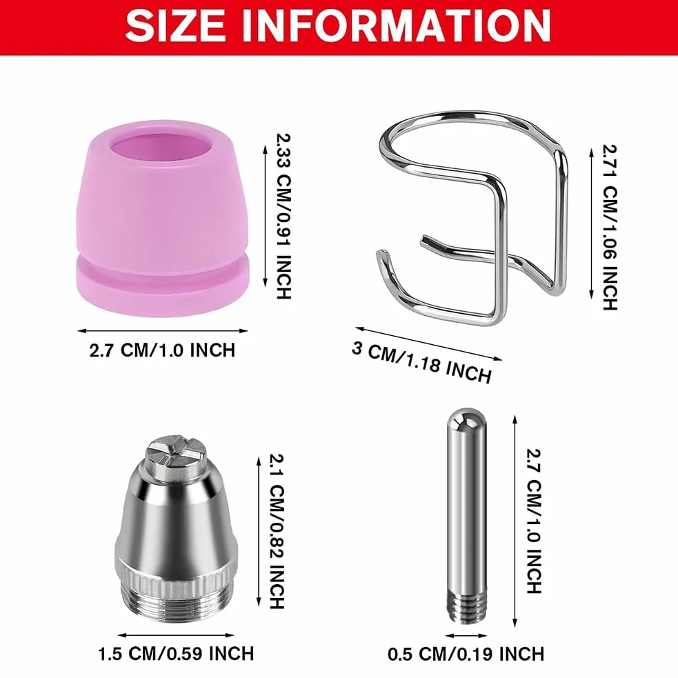 Kit de 50 Consumibles para Cortadora de Plasma AG60P. Incluye Puntas y Boquillas para Antorcha de Corte. Compatible para AG60 y WSD60.