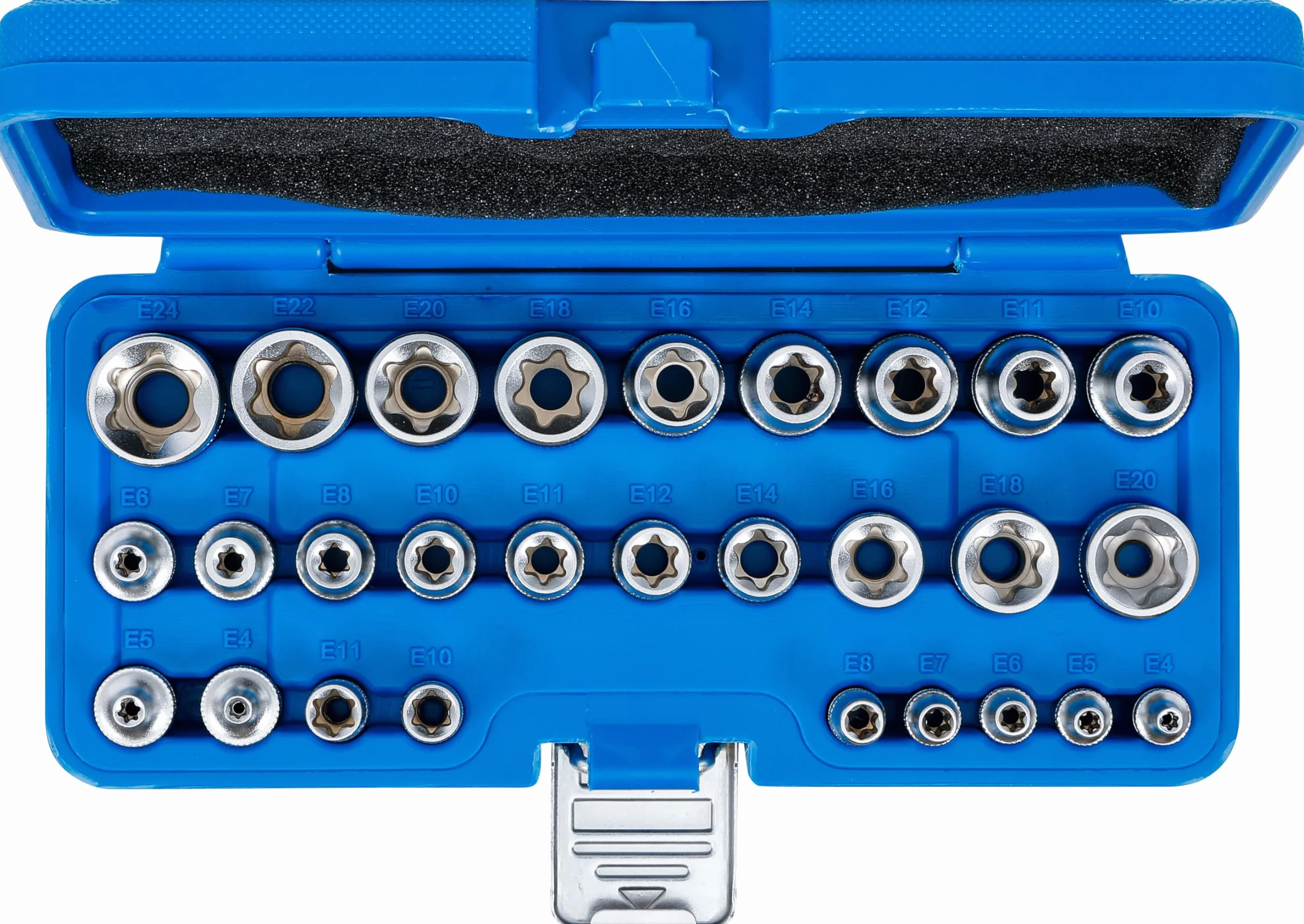 BGS 70099 | Juego de llaves de vaso E-Torx | entrada 6,3 mm (1/4") / 12,5 mm (1/2") | E4 - E24 | 28 piezas