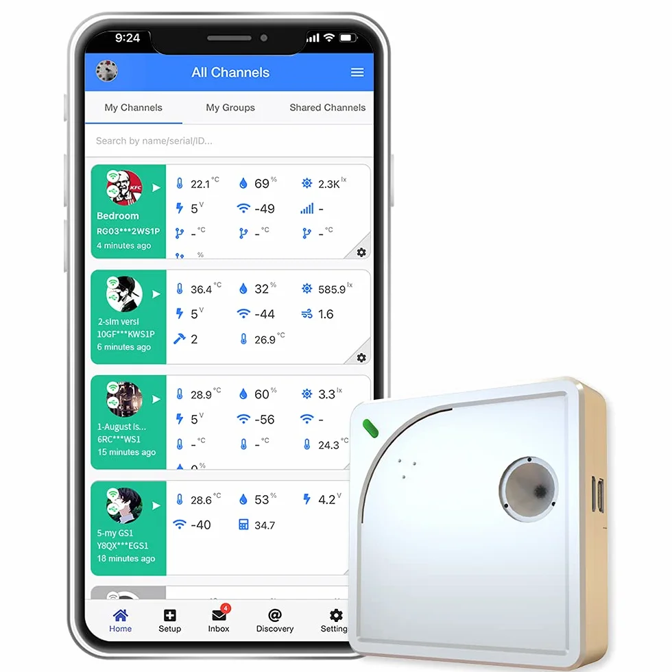 UbiBot WS1 Termómetro inalámbrico de WiFi, temperatura remota, humedad, monitor de luz, sensor de medio ambiente y alertas de aplicaciones móviles