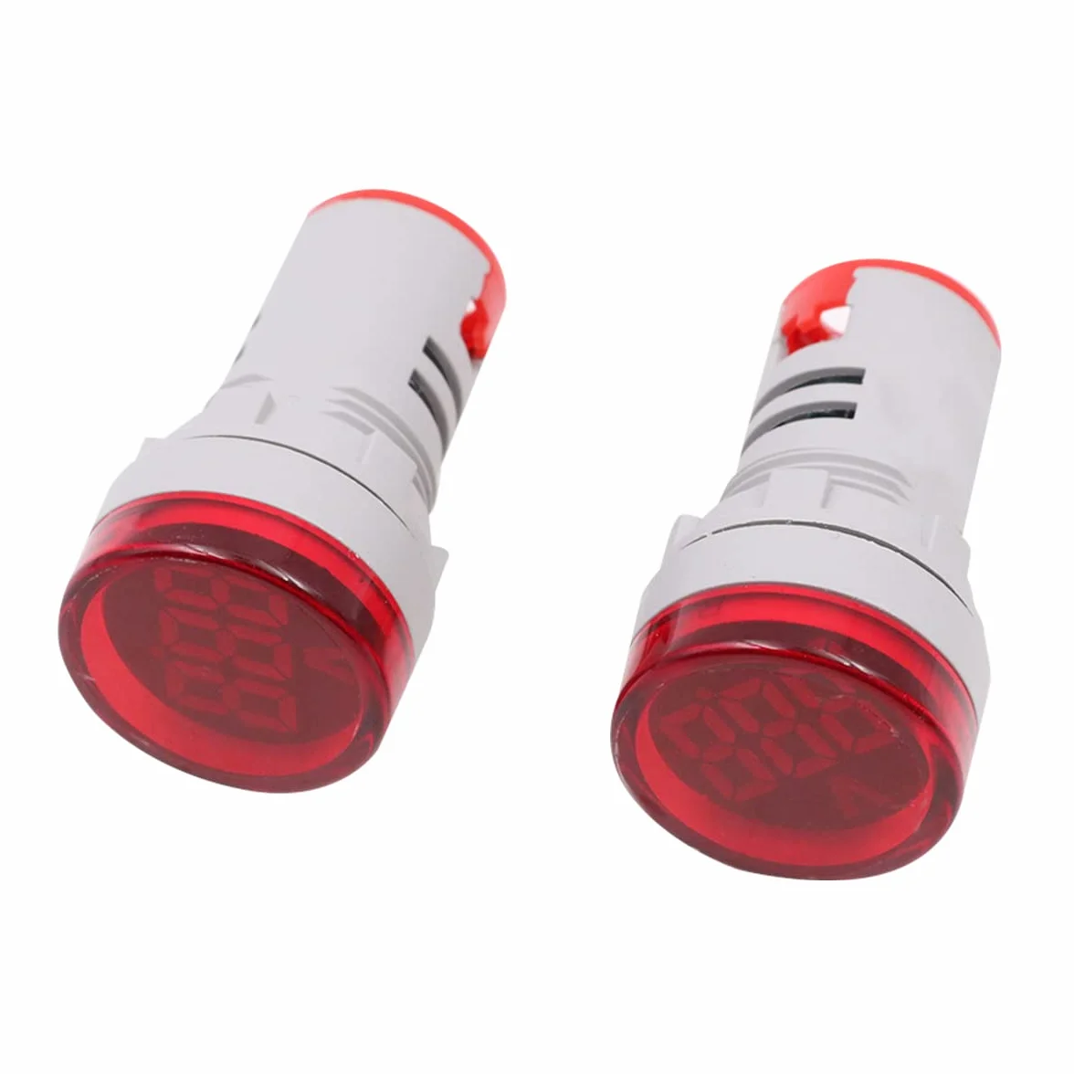 2pcs 22mm Indicador de medidor de voltaje LED rojo AC20-500V, voltímetro digital para equipos domésticos o industriales - Redondo