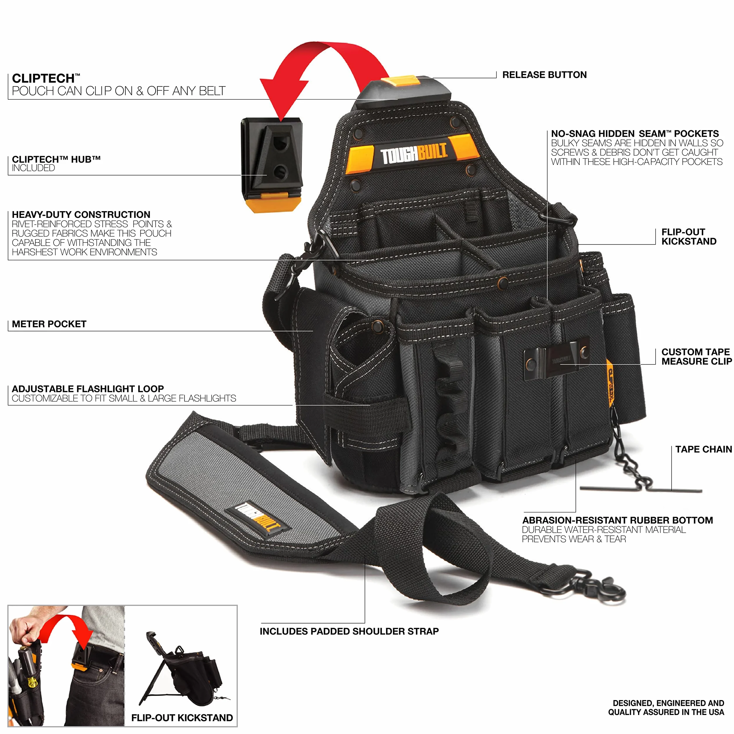 ToughBuilt Master TB-CT-104 Bolsa para Electricista con Correa para el Hombro
