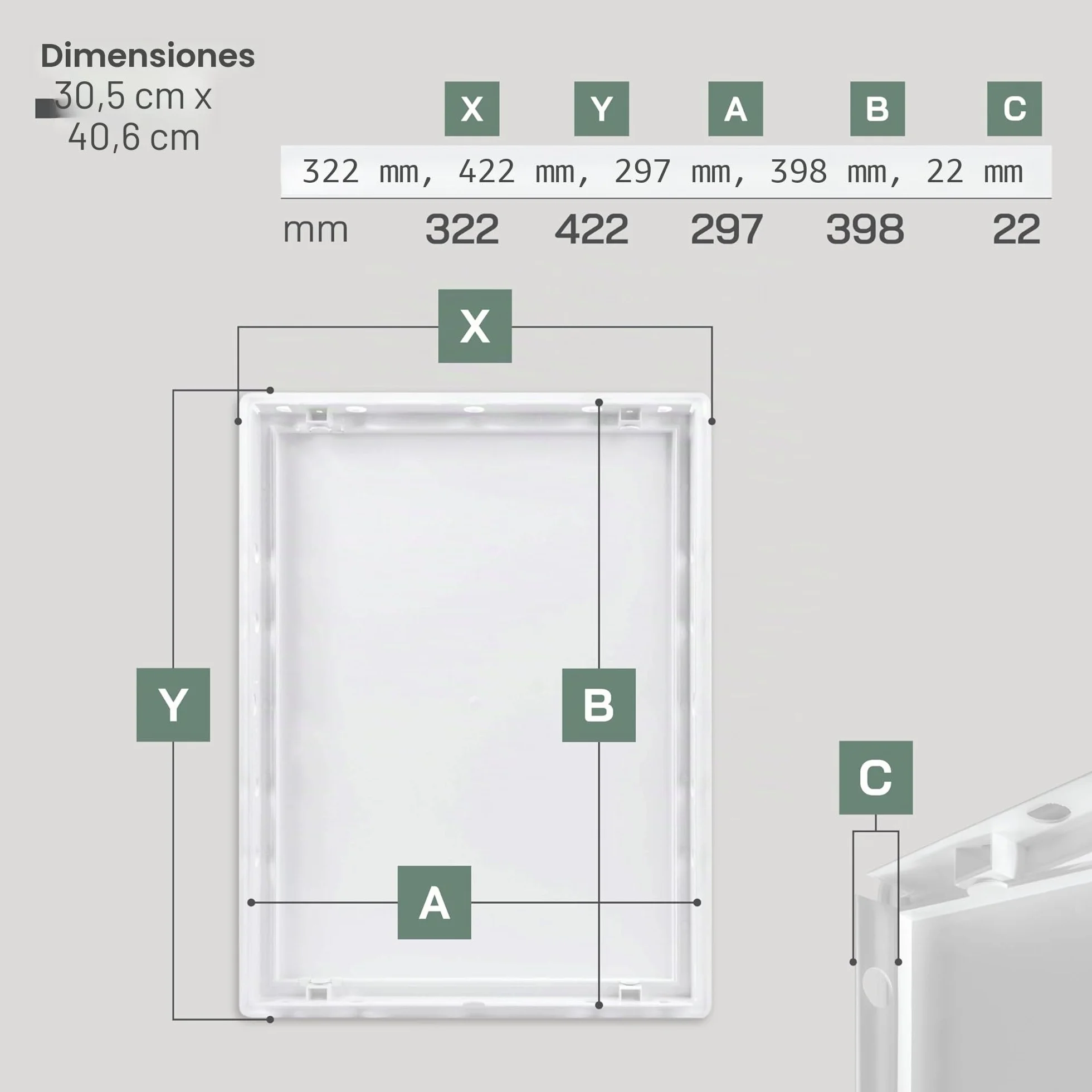 Vent Systems Panel de Acceso 300x400 Plástico ABS para Pared y Techo