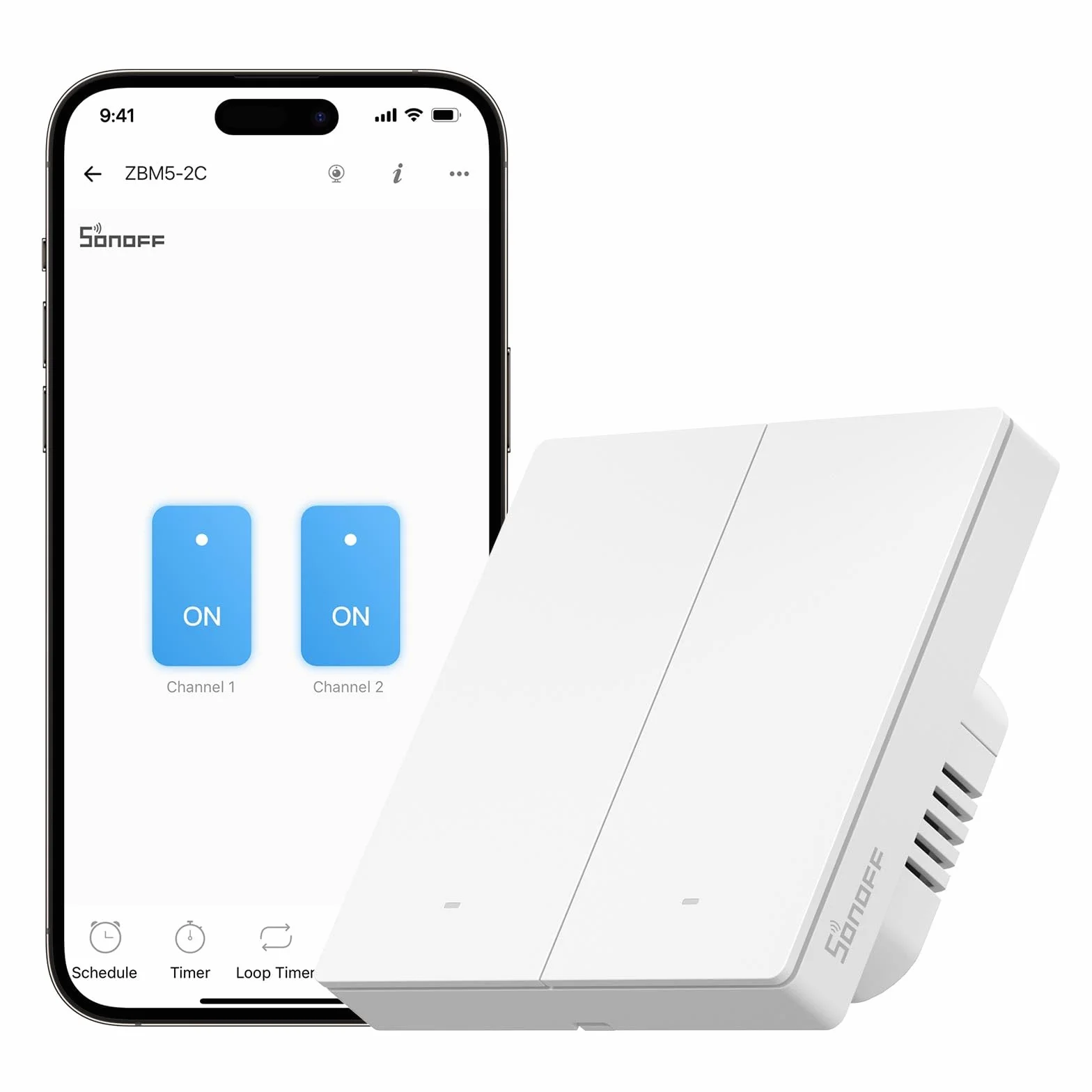 SONOFF Interruptor de pared inteligente ZBM5-2C-86W