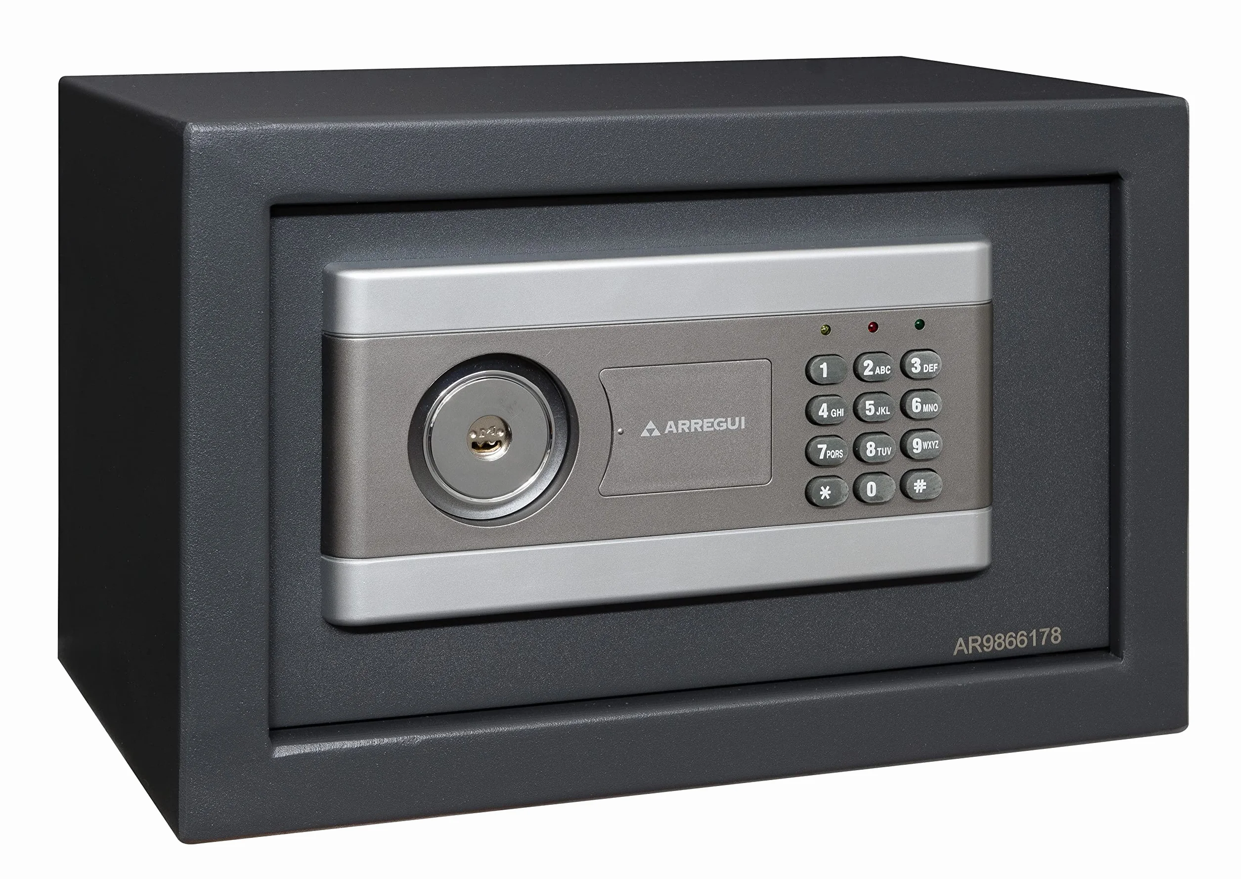 ARREGUI Stylo 19010-S1 Caja Fuerte de Acero Con Apertura de Doble Seguridad, Cerradura Electrónica más Llave, con Códigos Programables, Caja de Seguridad para Hogar y Negocios, 20 x 31 x 20 cm, 8 L