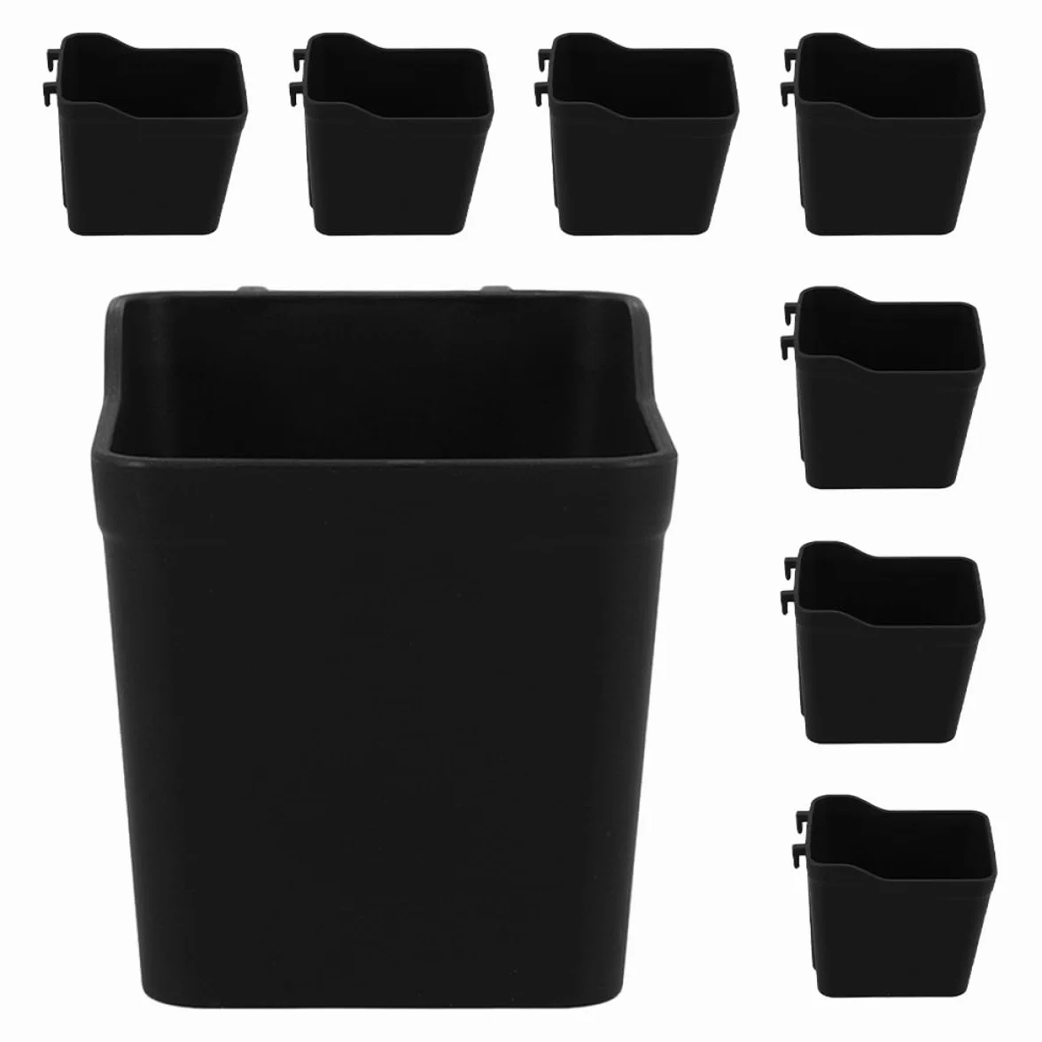 Healeved Juego de 8 Cajas de Almacenamiento para Tablero Perforado en Abs Negro Ganchos, Organizadores Versátiles para Garaje, Oficina y Taller