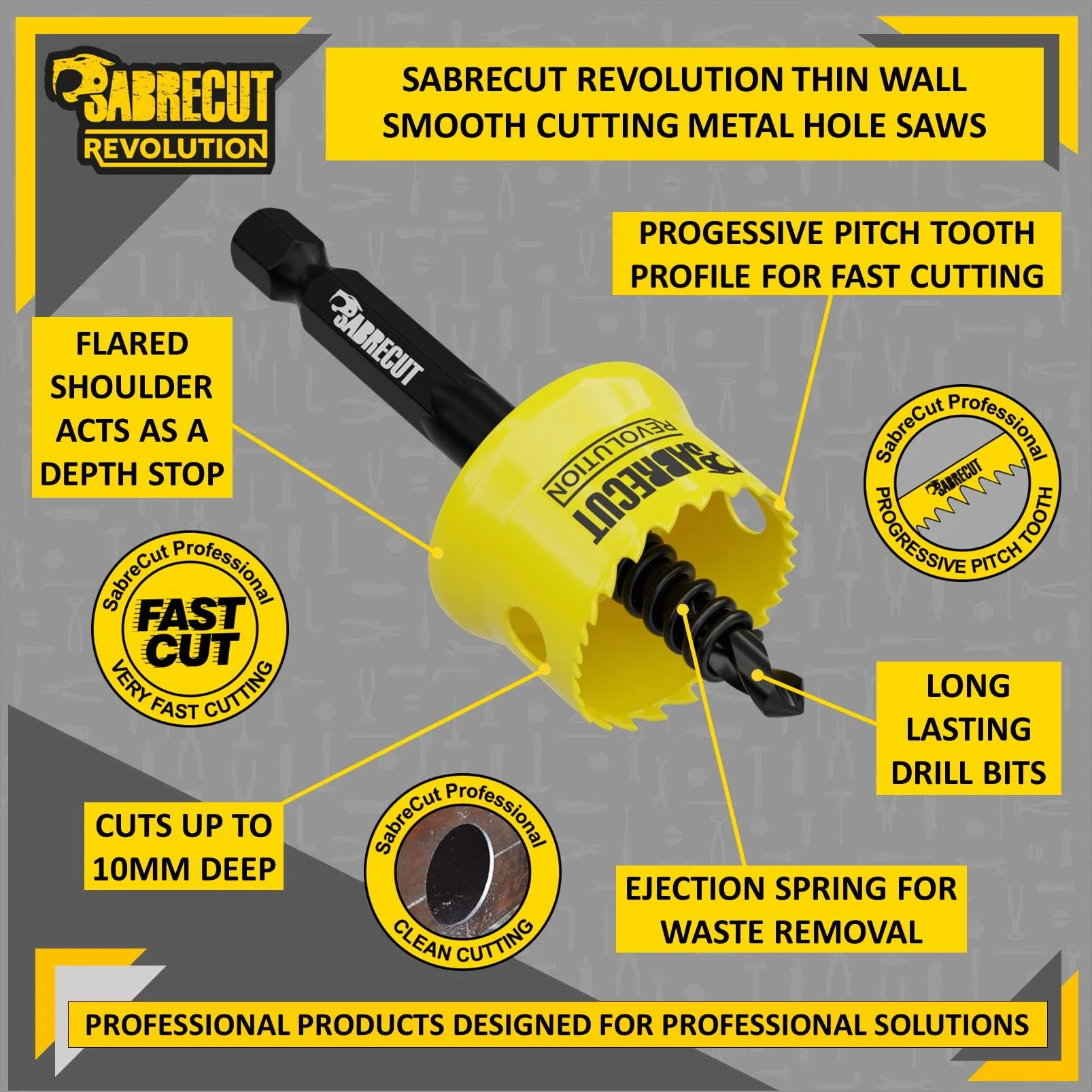 SabreCut 6pcs HSMK5A 16mm 20mm 22mm 25mm 32mm HSS M42 Cobalto Kit corona | M42 cobalt corte edges y progressive teeth proporcionan rápido, suave y duradero hole corte en sheet steel, madera y plástico