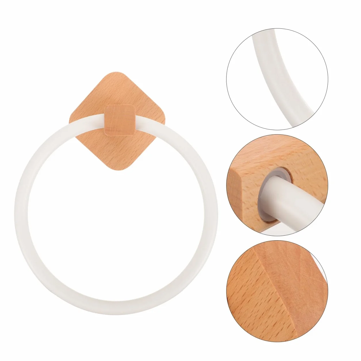 Angoily Toallero de Baño de Madera Adhesivo Sin Perforación 6.69x6.69x3.54in Organizador Circular Compacto para Almacenamiento de Toallas