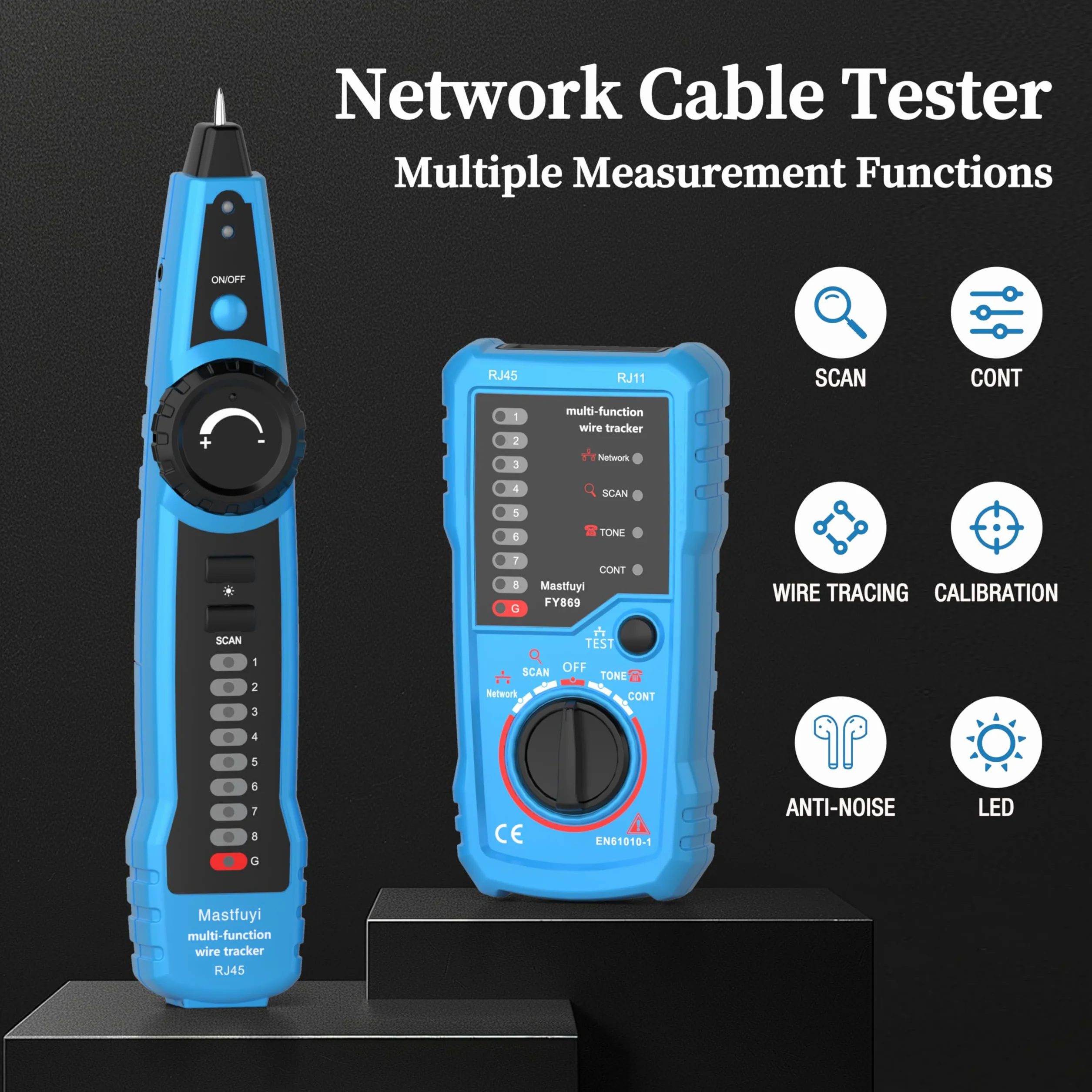 Probador de cables de red, rastreador de cables multifunción, trazador con tono de muestra, localizador de línea RJ11 RJ45, red Ethernet LAN Cat5 Cat6, cable de mantenimiento de colación, prueba de