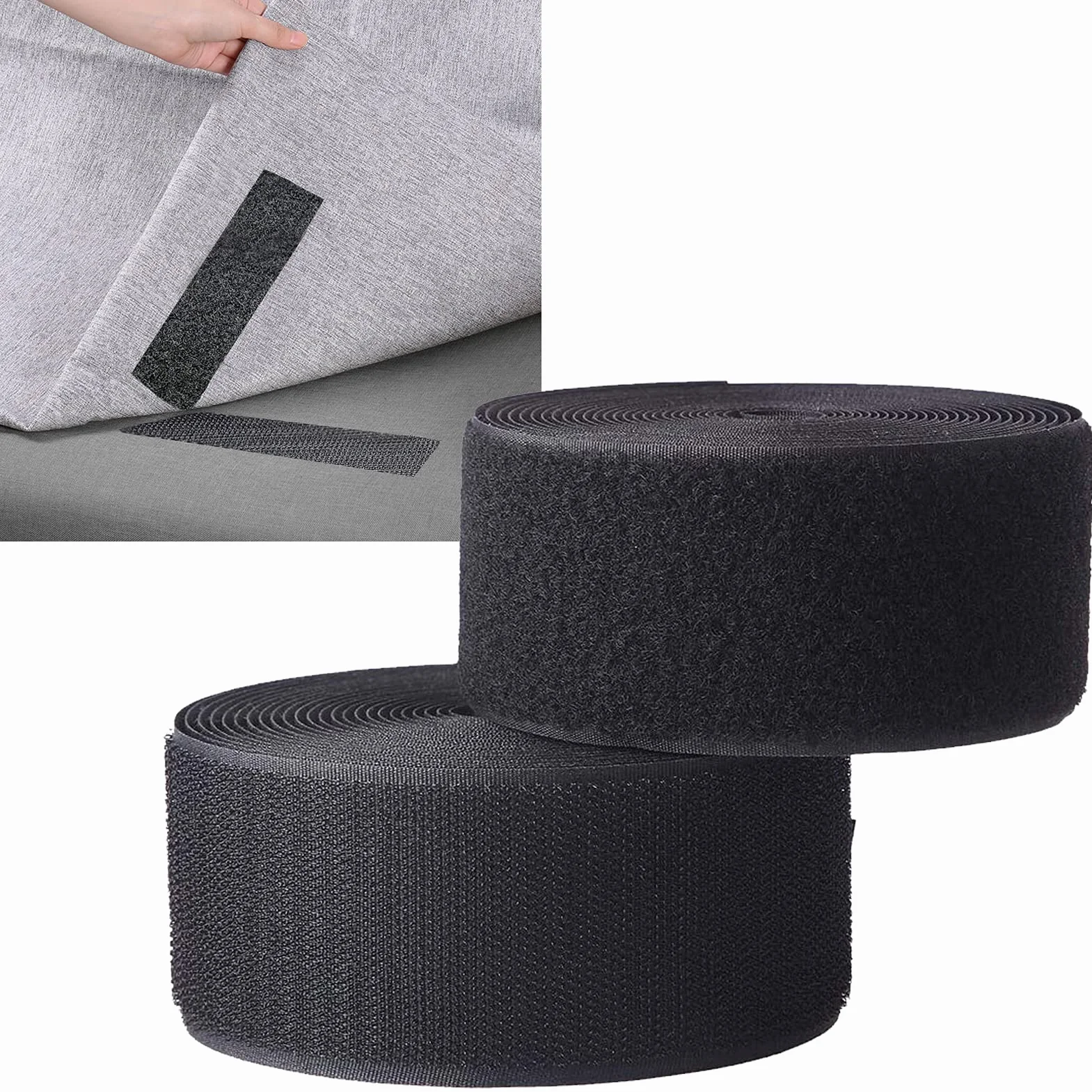 TEUVO Coudre Belcro para Tejidos y Ropa, No Adhesivo Hook y Loop Cinta de Tela para Proyectos de Bricolaje y Costura 5cm de Ancho y 6M de Largo