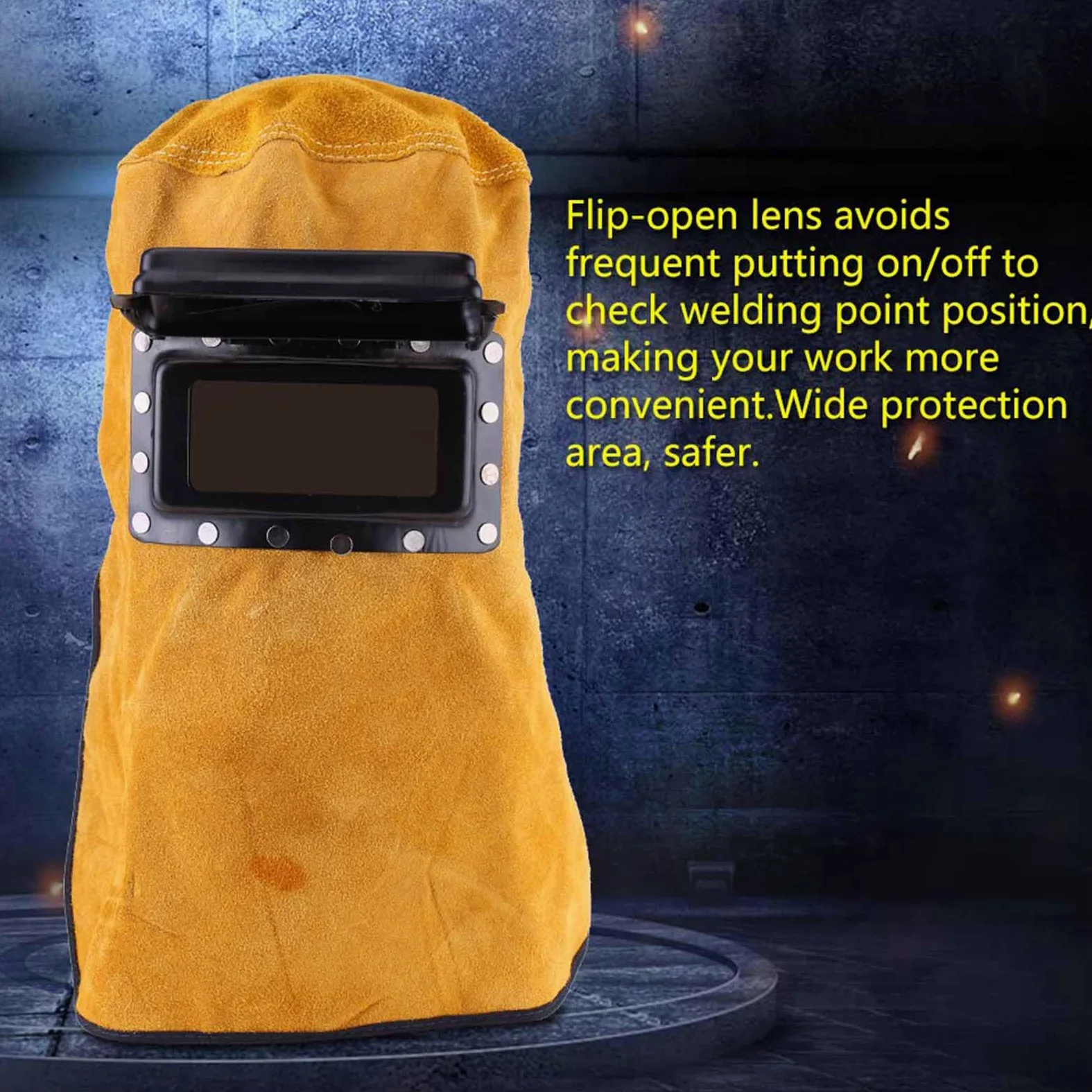 Generic Máscara Facial de Cuero para Soldar, Duradera, a Prueba de Calor, Absorción del Sudor, Máscara de Protección para Casco de Soldadura Transpirable con Tapa Abierta, Gancho