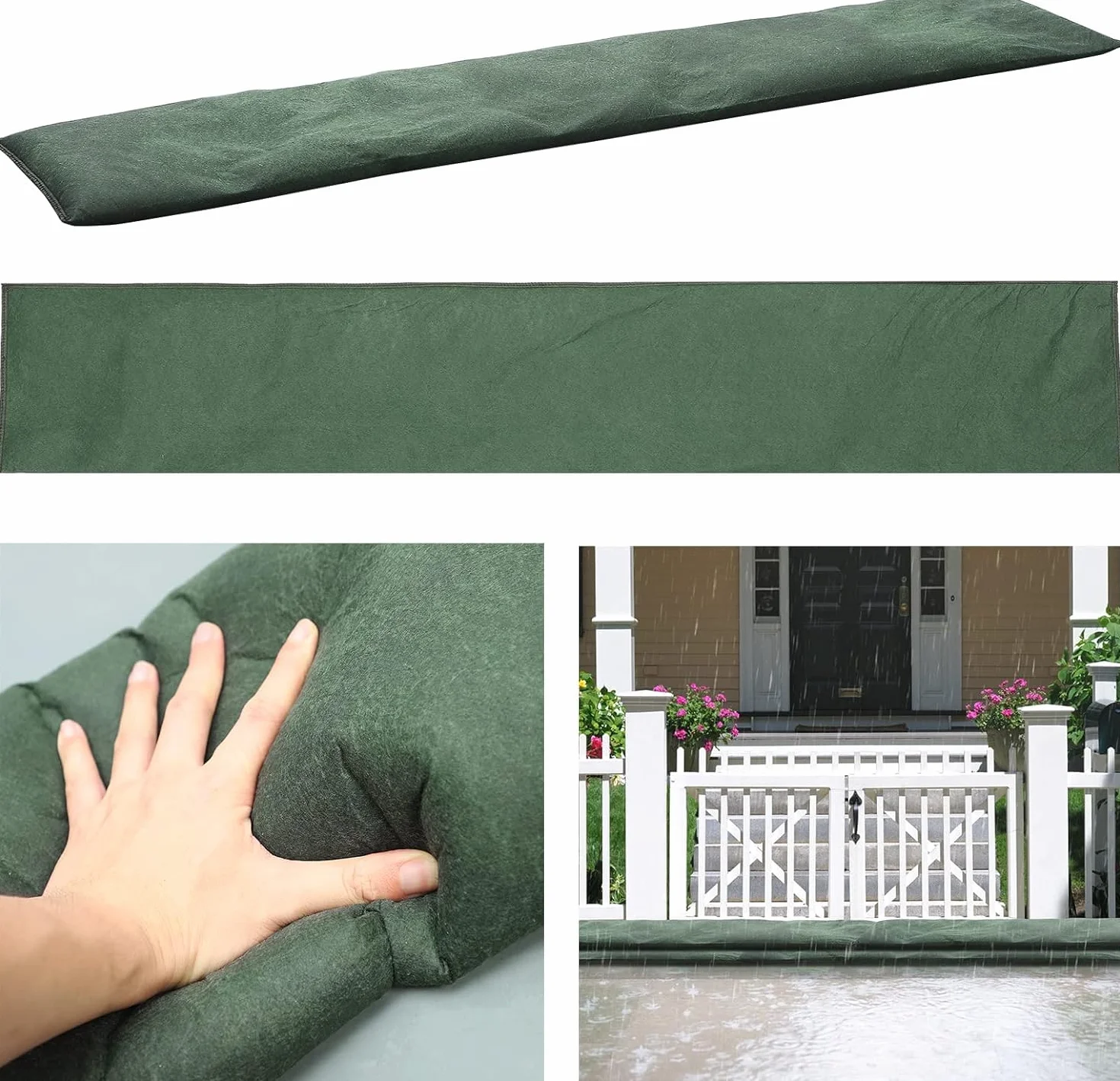 2 bolsas de arena sin arena, barreras de inundación activadas por agua, barrera de agua para garaje, barrera de agua para inundaciones, reutilizable, prevención absorbente para garaje, sótano,