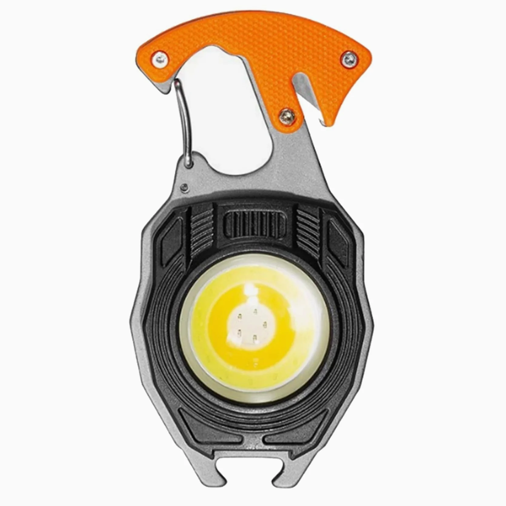 5 llaveros portátiles para exteriores, luz COB recargable, multifuncional, impermeable, abrebotellas y destornilladores