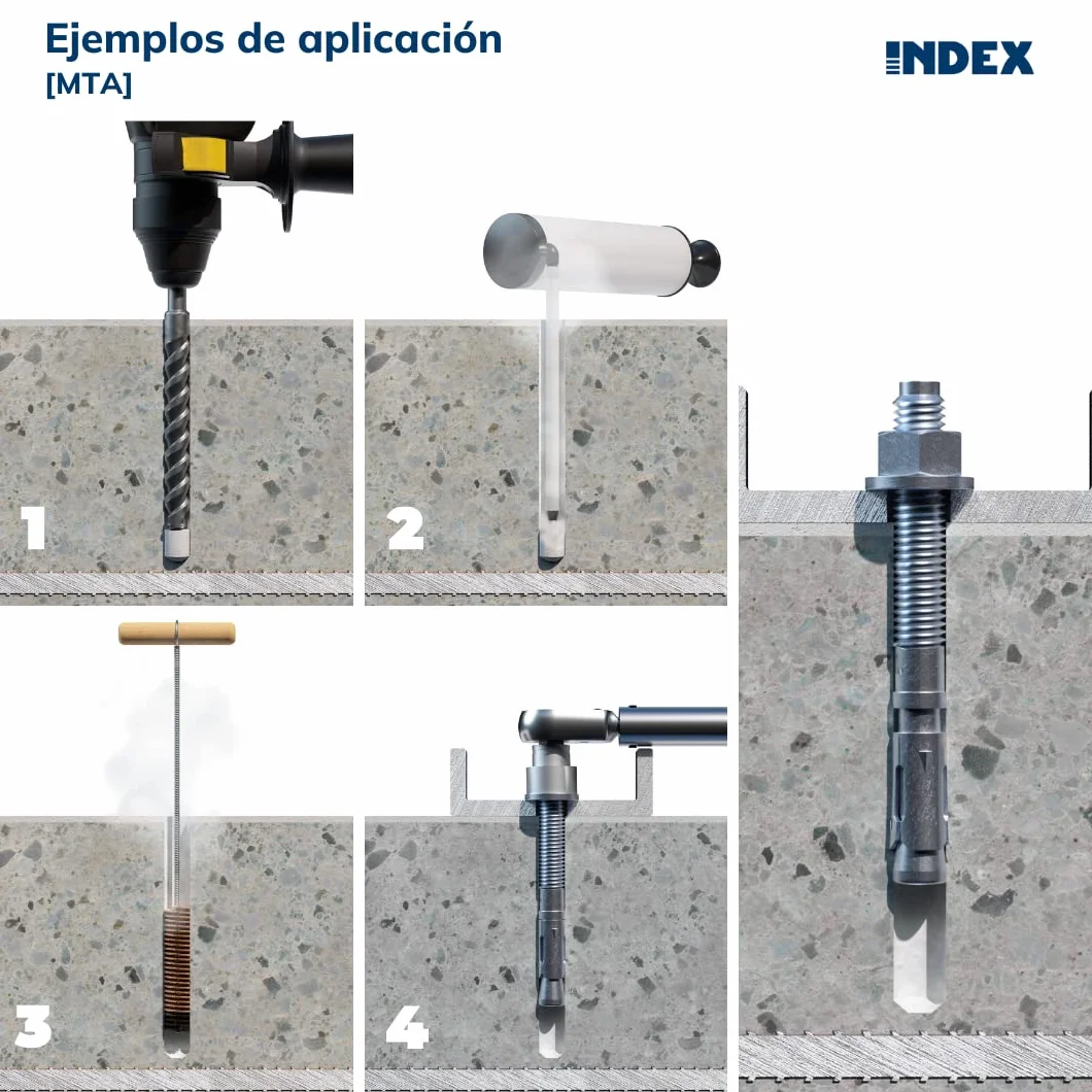 INDEX Fixing Systems MTA - Pack de 50 anclajes macho para cargas altas (cincados, M10 x 150 mm, diámetro de 10 mm)