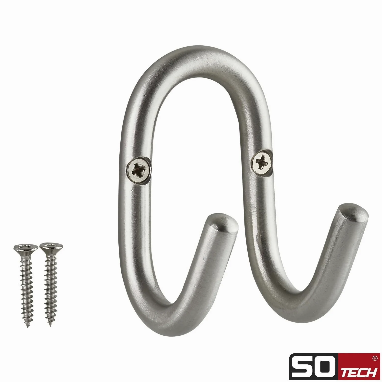 SOTECH Juego de 5 percheros FARA 88 x 51 mm, auténtico acero inoxidable cepillado, ganchos para ropa, ganchos para pared, ganchos para chaquetas
