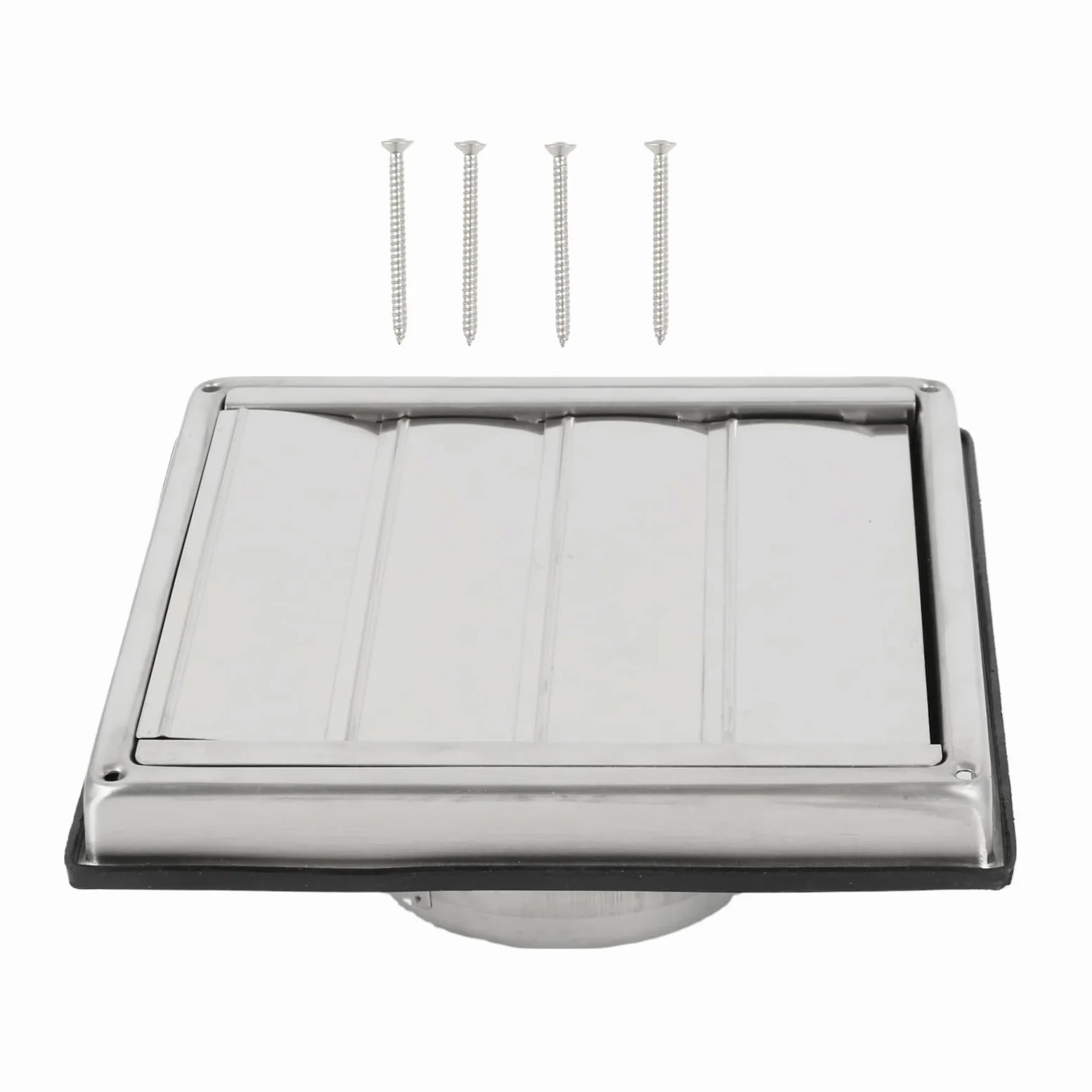 Rejilla de ventilación de acero inoxidable 304, rejilla de ventilación con válvula antirretorno, láminas y protección contra insectos, salida cuadrada 100, 125, 150 mm, tapa de ventilación de acero