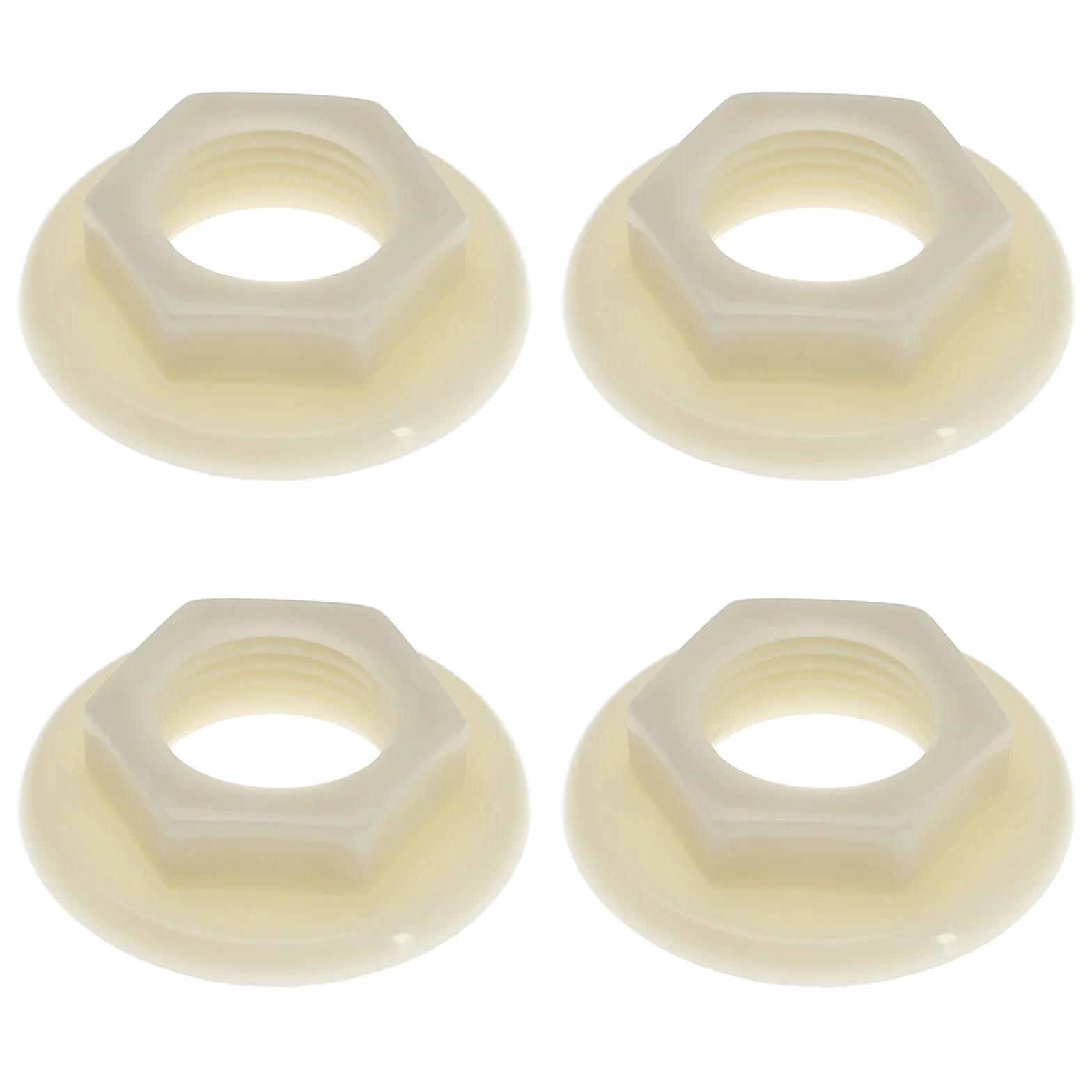 EMSea 4 Piezas Tuerca Trasera Grifo de Fregadero 1/2 "BSP Tuercas Traseras Plástico Accesorios Grifos de Lavabo Baño Mezcladores Tuercas Traseras con Bridas Redonda Herramientas Hogar Color Blanco