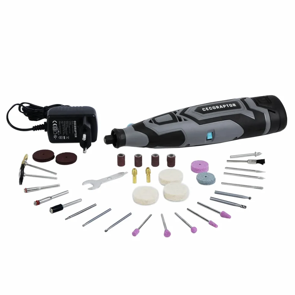 Cecotec Multiherramienta Rotativa de Precisión CecoRaptor Perfect Polish&Sand 1200 Ultra. Batería 12V y 1500 mAh, Velocidad sin carga 25000 rpm, Autonomía 60 min, Kit 60 Accesorios