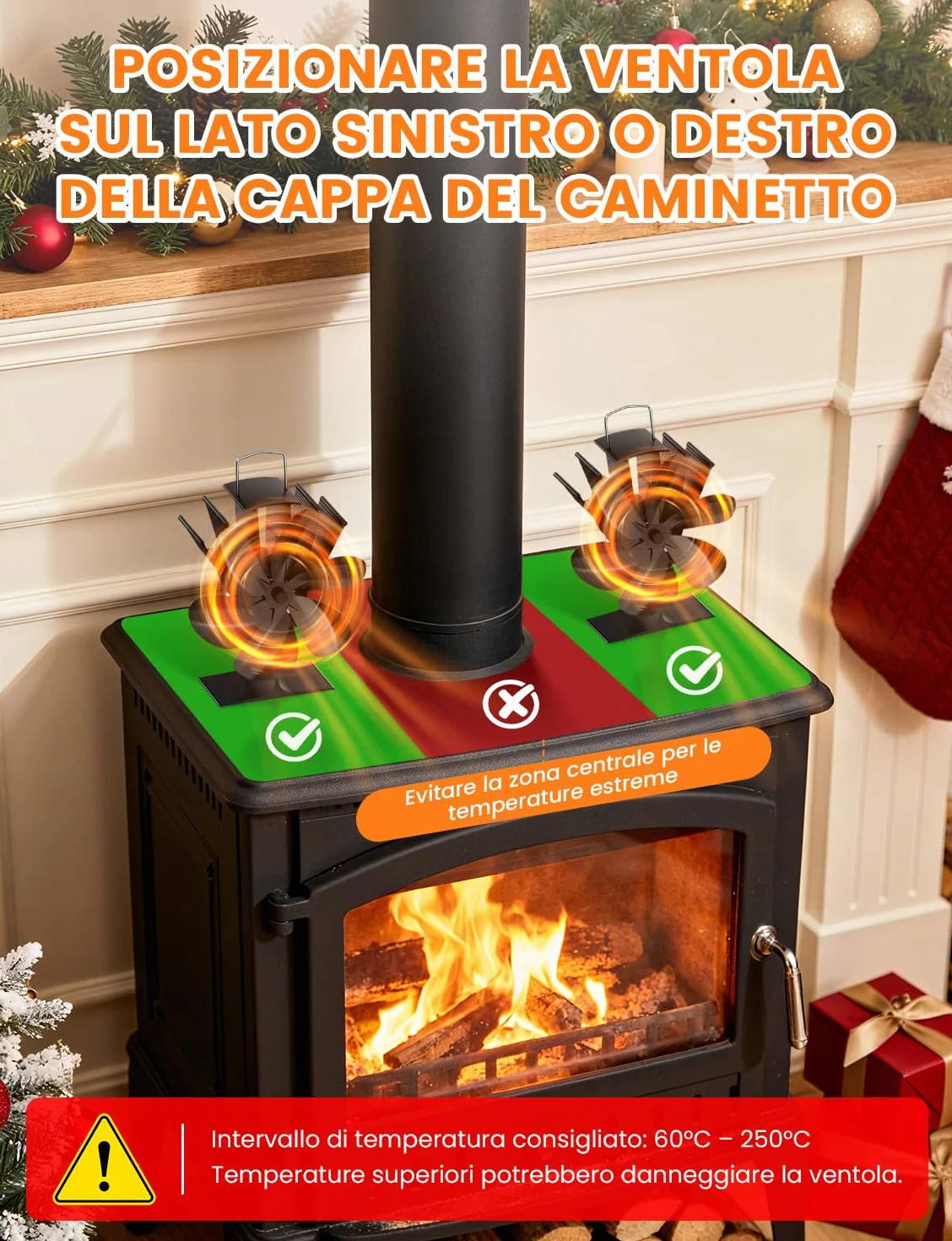 Ventilador de Chimenea 6 Aspas Ventilador de Estufa Silencioso Alimentado por Calor Ventilador de Quemador de Leña No Eléctrico Ecológico para Estufas de Leña Madera Pellet Chimenea