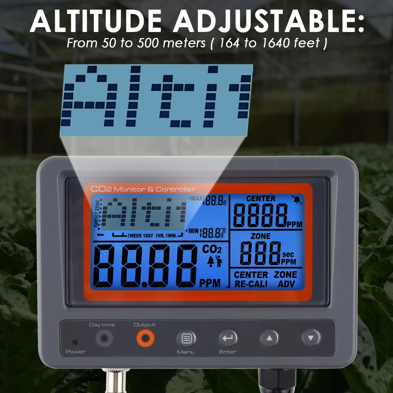 Controlador de CO2, Controlador de dióxido de Carbono, medidor de CO2, función de relé diurno y Nocturno, Sensor de CO2 NDIR para Invernadero, Salas de Cultivo, fábrica, hogar, Oficina