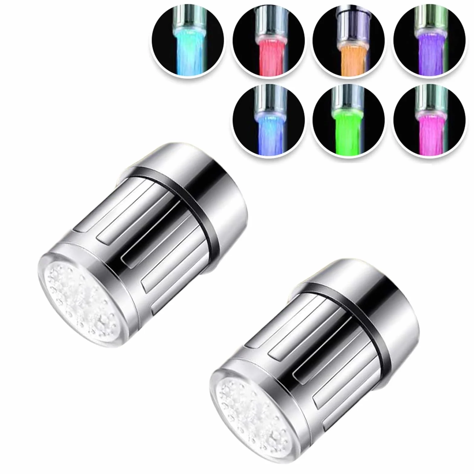 2 Pieza Faucet de Agua LED Colorido, aireador grifo cocina led, LED Grifo Boquilla de Agua Cabeza, accesorios para grifos para la Grifo Cocina y Baños (Adaptador incluido)