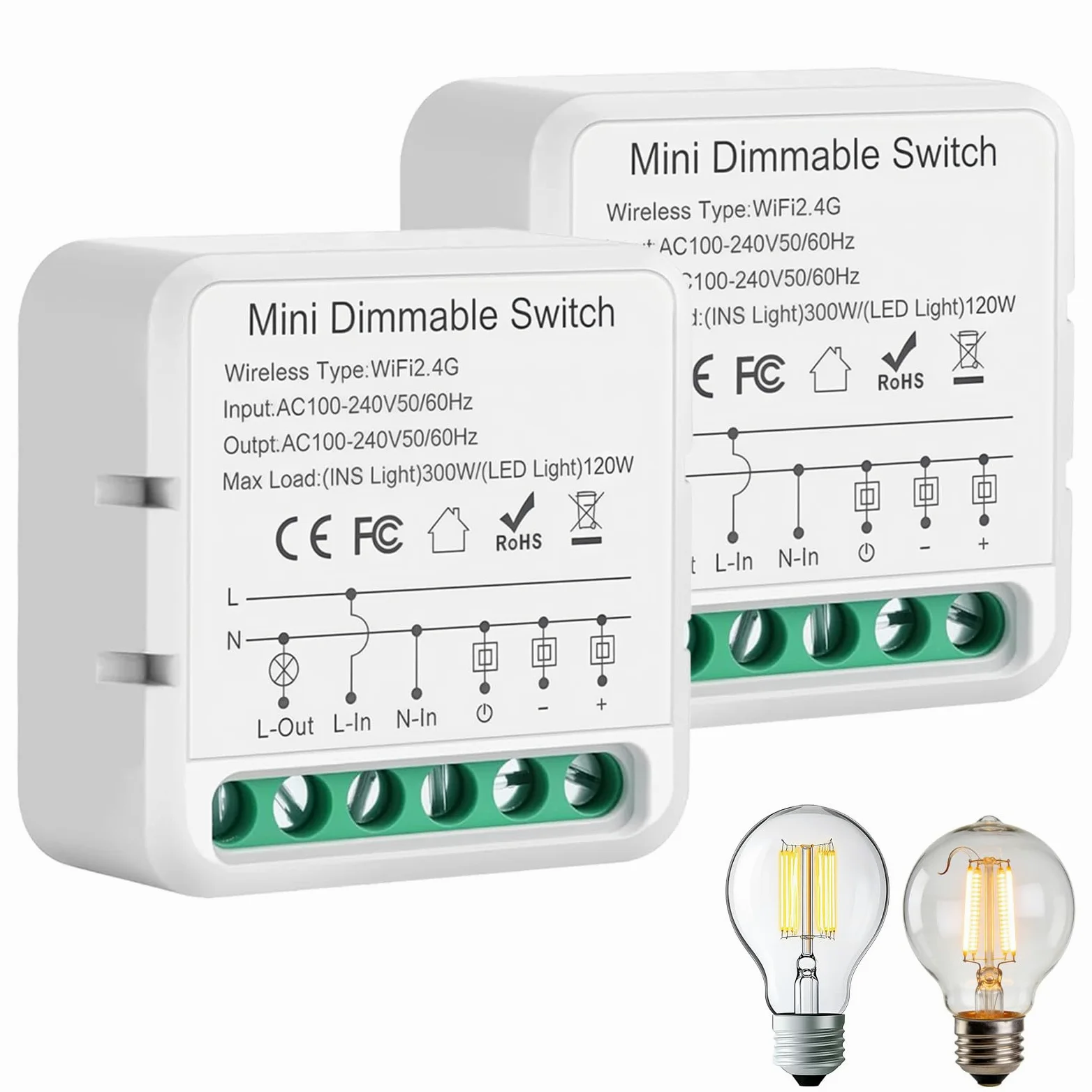 Regulador de luz dimmer led, Regulador intensidad luz led Wlan 2.4G, Re gulador para l ed, Compatible con Alexa, Tuya,Smart life,Google Home, regula intensidad, Control por voz/Tiempo