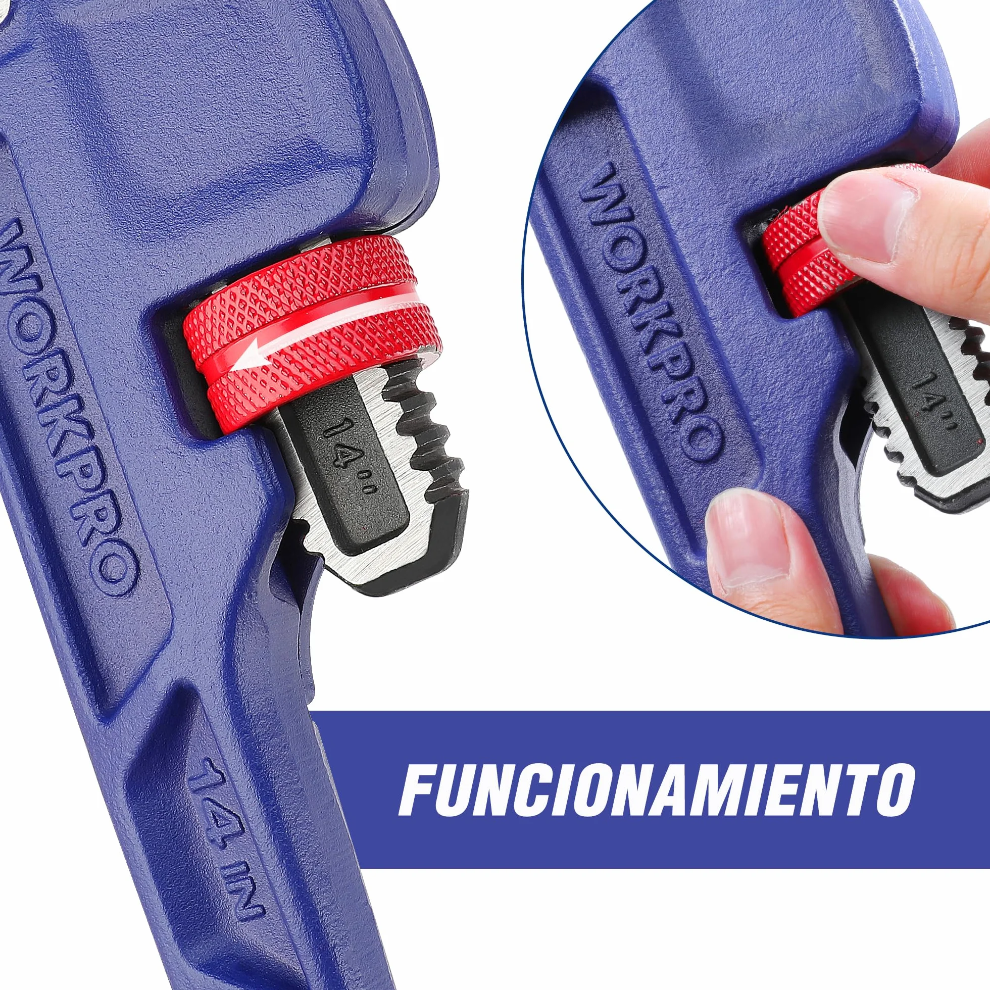 WORKPRO Llave para Tubo, Llave de Garra de Forja Entera de 350 mm, Llave de Tubo Recta, de Alta Resistencia para Reparación de Fontanería