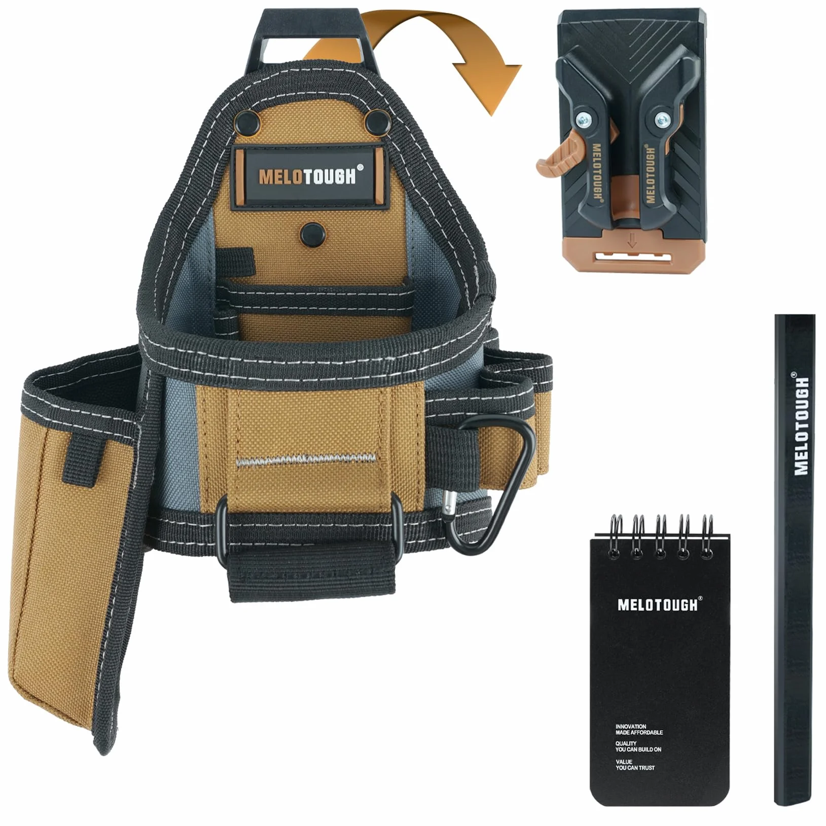 MELOTOUGH Bolsa de cinta métrica/bolsa para cuchillos utilitarios, bolsa para cinturón con clip para cinturón, soporte de bolsillo para cuchillos para electricistas, carpinteros, contratistas