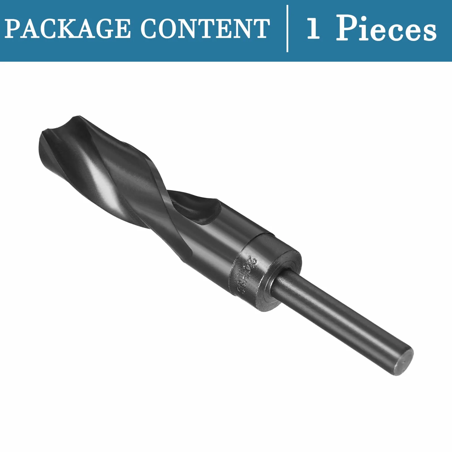 QUARKZMAN 1/2" Vástago 24mm Taladro Barrena x 1uds Alta Velocidad Acero 9341 Reducido Vástago Helicoidales Brocas para Industria Hogar Aluminio Metal, [Nitruro Revestido, Negro]