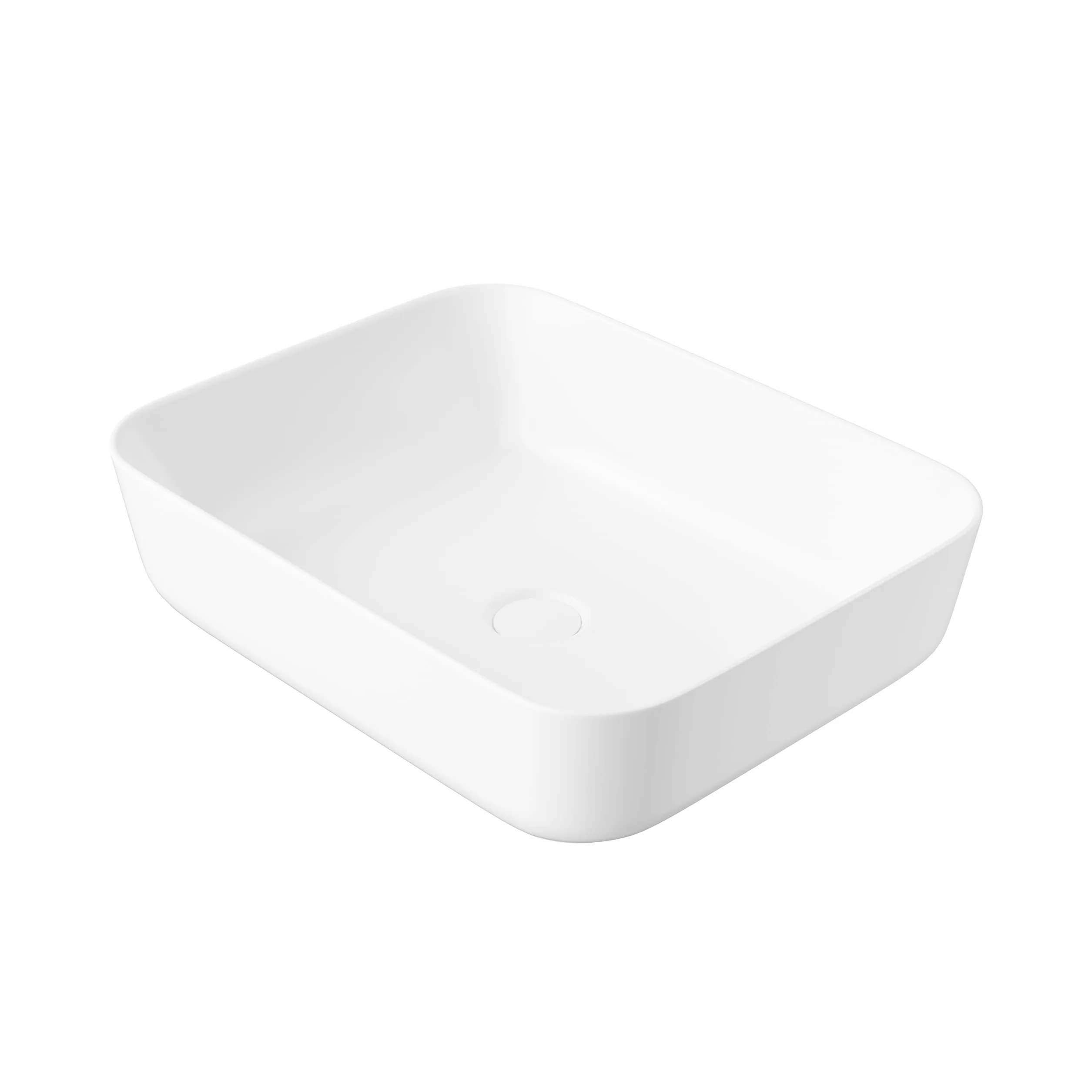 Eridanus Lavabo de encimera rectangular, lavabo cuadrado de cerámica para baño, recipiente para WC, armario, lavabo, blanco brillante – 500 x 390 x 140 mm