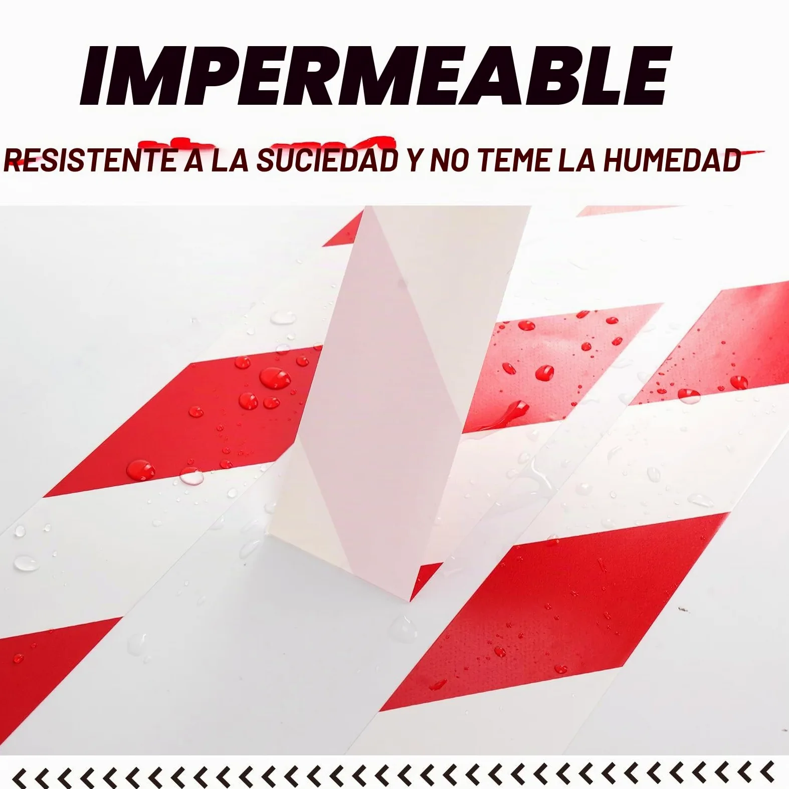 ADHES Cinta Adhesiva de Señalización de Marcado de Advertencia de Peligro, Cinta de Señalización de Suelo de PVC, Roja y Blanca, 50 mm x 32 m, 5 Rollos